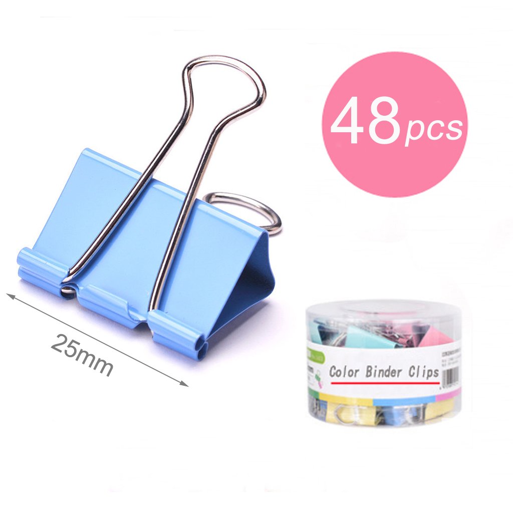 Binder Clips for Office & School - 48 Pack Paper Clips for Notes, Letters & Documents | Durable Office Supplies for Organizing Files & Papers