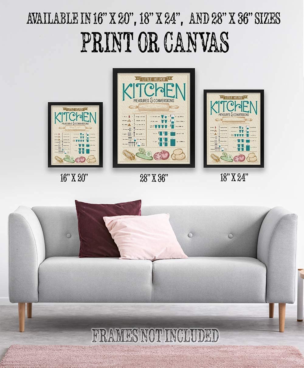 Kitchen Measurement Conversion Chart Wall Art - 16x20 Inches Unframed Print | Cooking & Baking Guide Poster | Unique Kitchen Decor for Home Chefs | Perfect Gift for Cooks & Bakers | Ideal for Kitchens, Restaurants & Culinary Schools