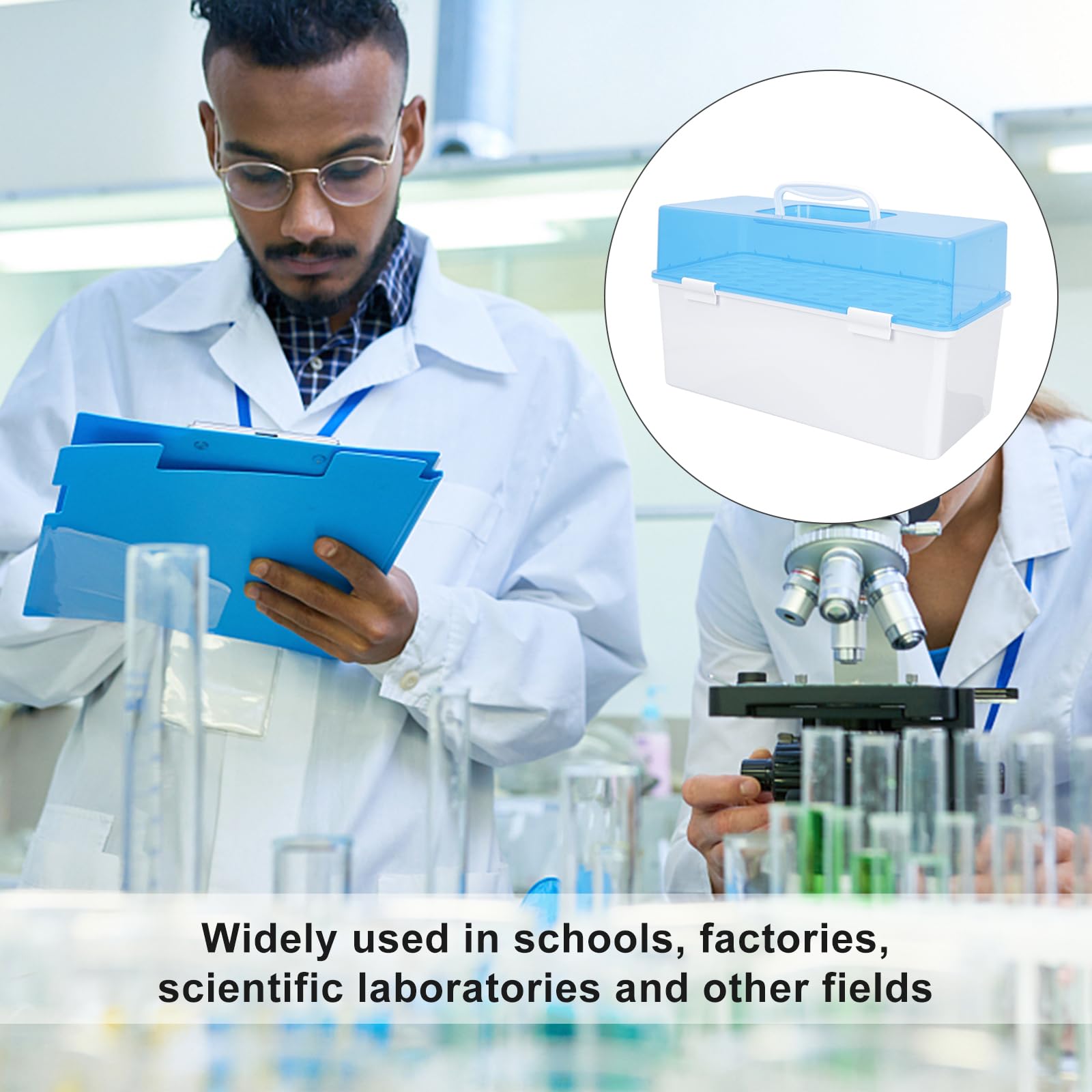 Plastic Test Tube Rack - 50 Holes Laboratory Tube Holder for Specimen Inspection, Vial Storage & Glass Drying | Perfect for Clinics, Hospitals & Science Labs (Durable Plastic Construction)