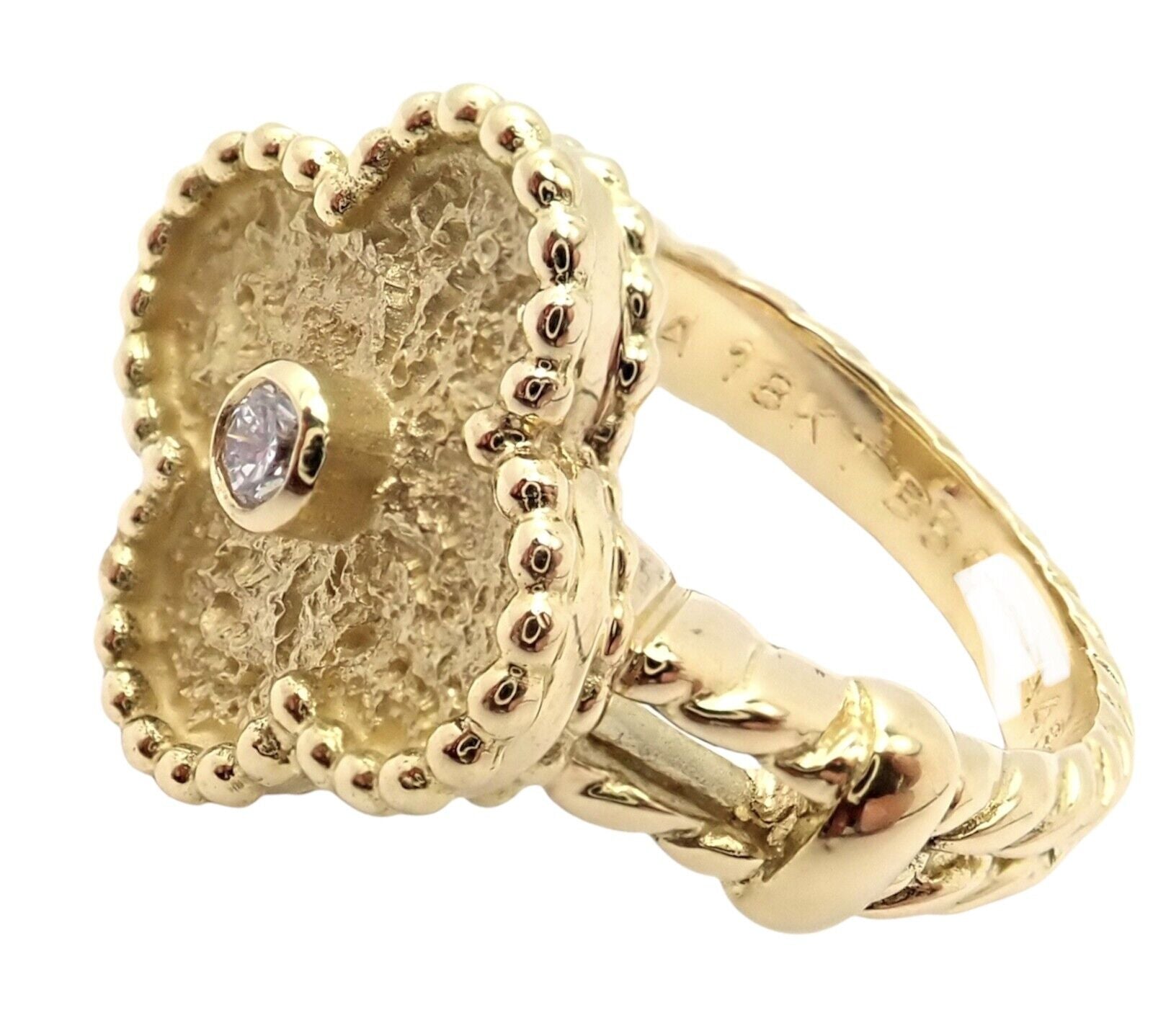 Authentic Van Cleef & Arpels Vintage Alhambra 18k Yellow Gold Diamond Ring 4.75 - Luxury Jewelry for Women, Perfect for Weddings, Anniversaries & Special Occasions