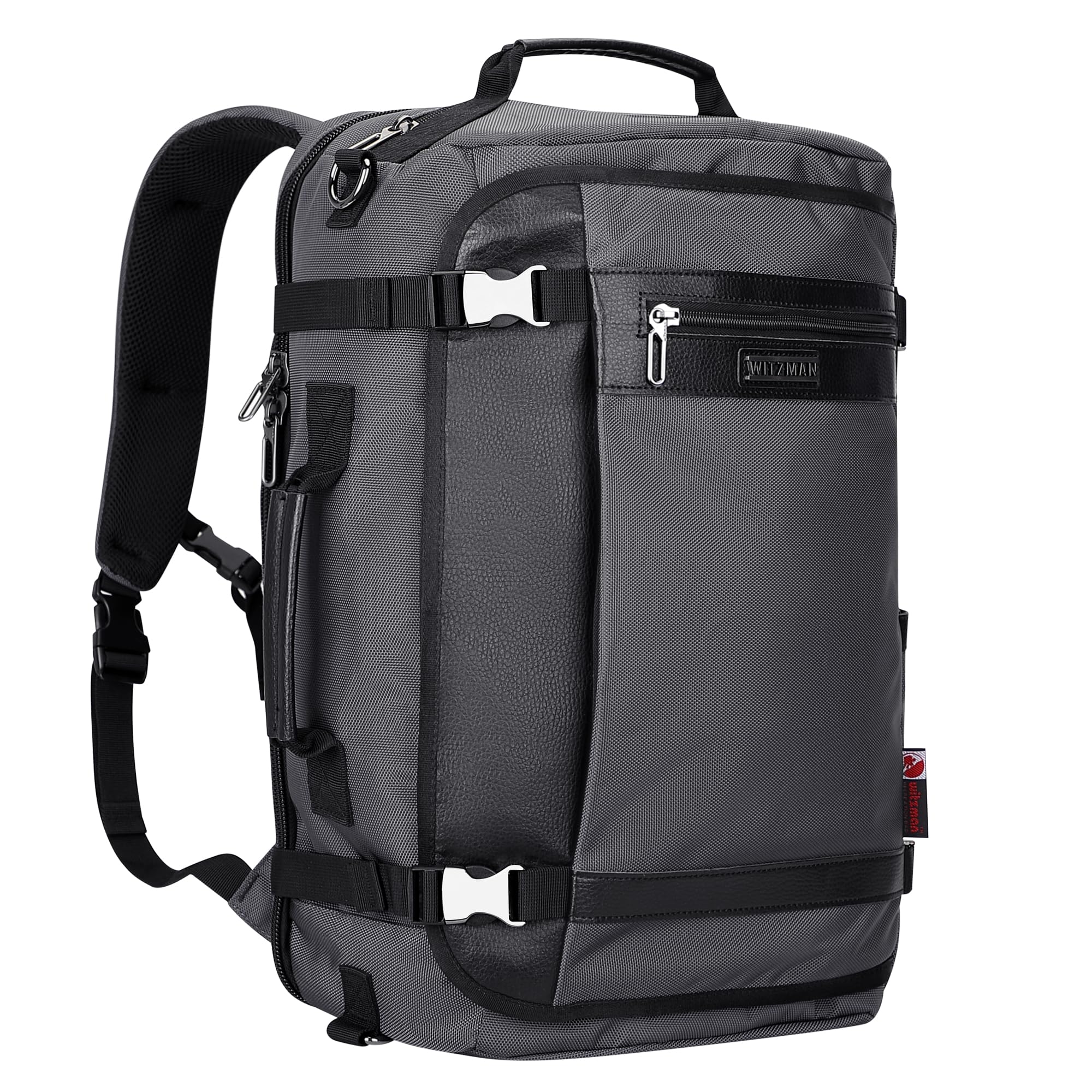 WITZMAN Travel Backpack for Men & Women - 17 Inch Laptop Backpack with USB Charging Port, Water Resistant Carry-On Backpack for Airplane, Flight Approved (B686 Silvery Grey) - Perfect for Business Travel, Commuting & Weekend Getaways