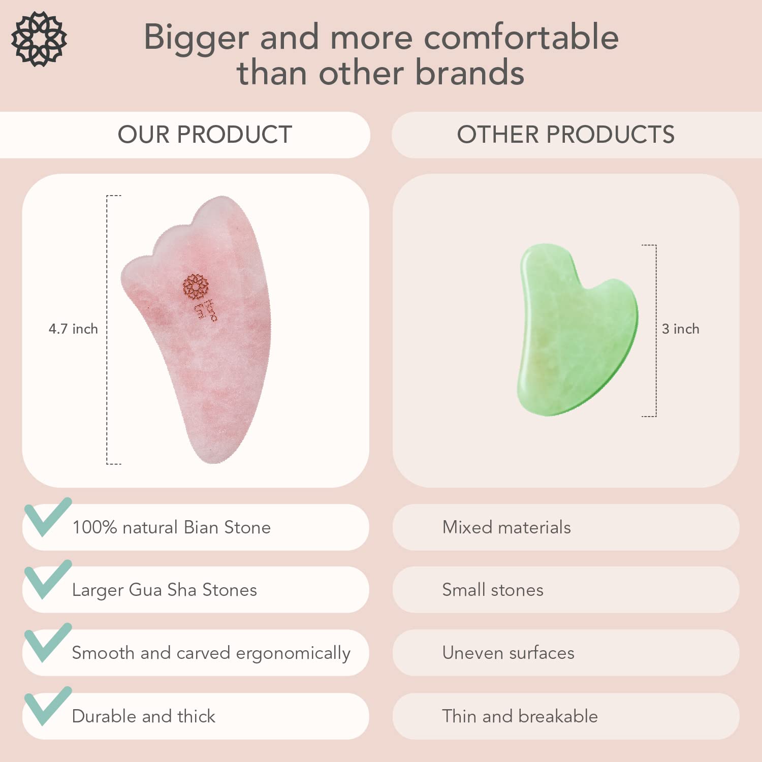 Rose Quartz Gua Sha Stone - Facial & Body Massage Tool for Skincare, Lymphatic Drainage & Relaxation - Includes Protective Case & E-Book - Perfect for Home Spa, Self-Care & Physical Therapy