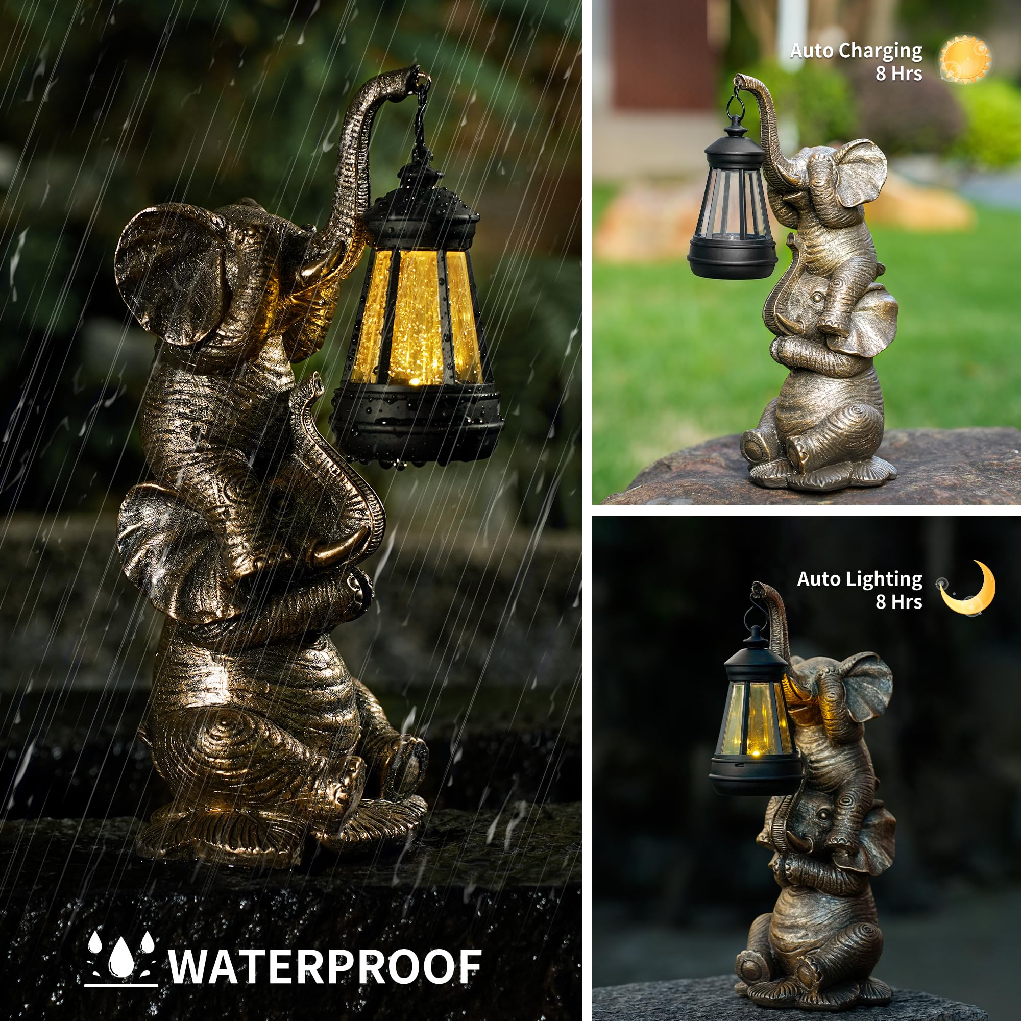 Solar LED Elephant Statue - Funny Outdoor Garden Decor for Yard, Patio & Lawn | Unique Gift for Women, Moms, Birthdays & Housewarming | Perfect for Backyard Parties, Wedding Decor & Landscape Lighting