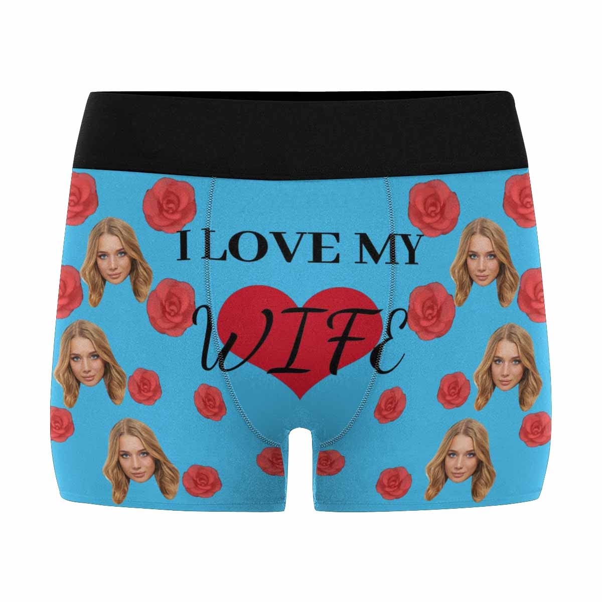 Custom Personalized Men's Boxer Briefs with Red Rose Heart Print - Perfect for Valentine's Day Gifts, Anniversary Presents & Romantic Occasions