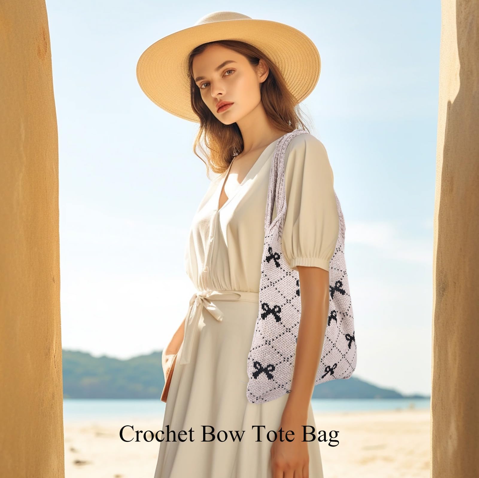 Crochet Tote Bag for Women - Elegant Mesh Knitted Beach Shoulder Bag for Spring & Summer | Perfect for Travel, Shopping & Outdoor Activities