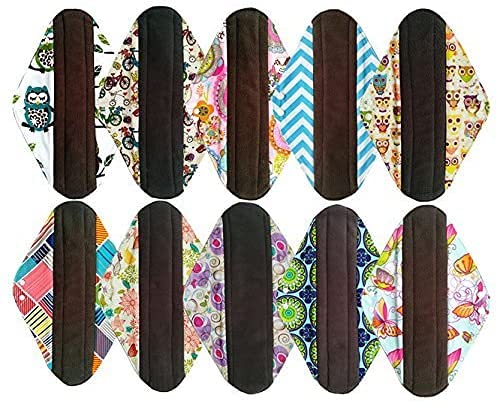 10PCS 14 Inch Reusable Cloth Menstrual Pads - Washable Sanitary Pads for Women, Overnight Protection - Eco-Friendly Period Pads for Heavy Flow Days, Postpartum & Active Lifestyle
