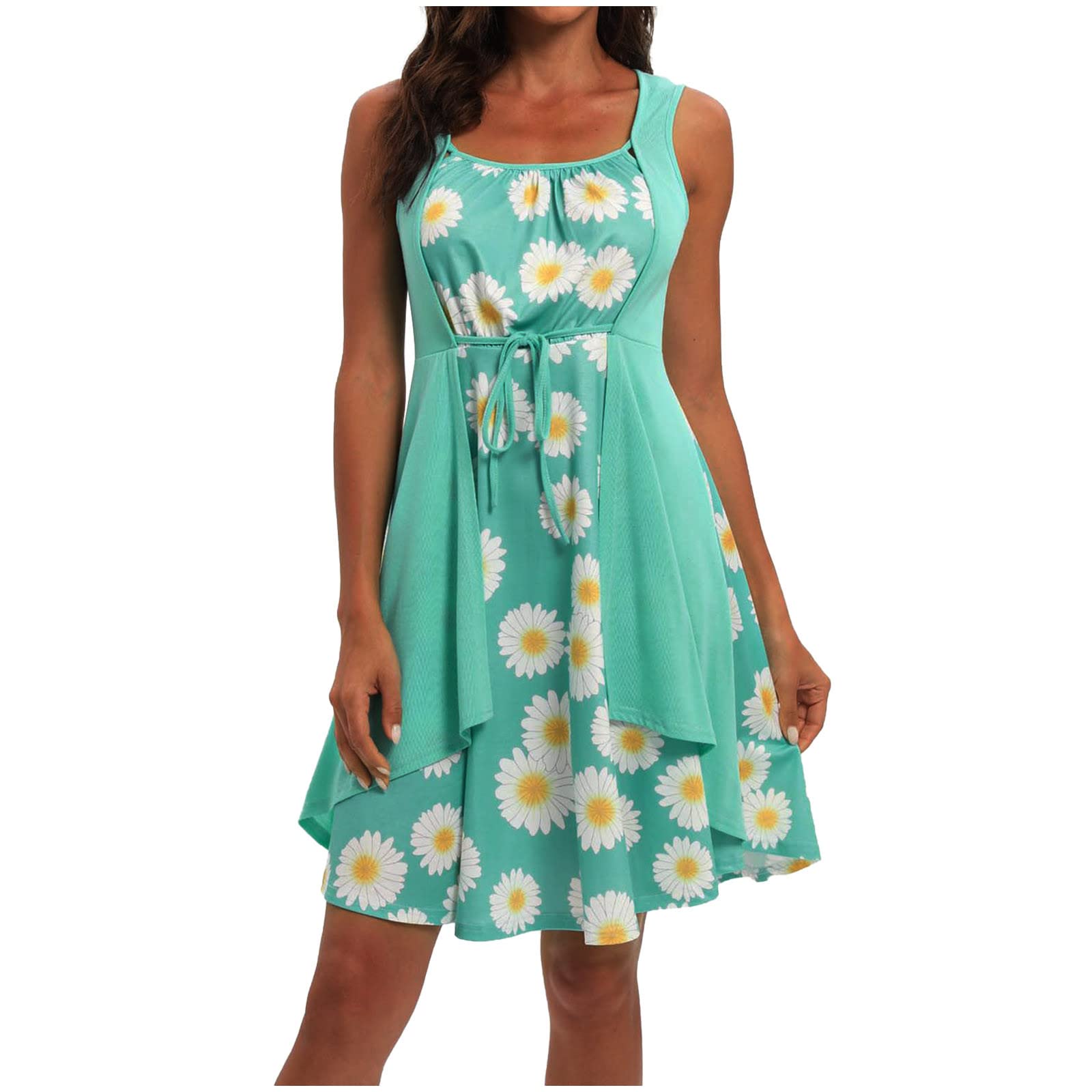 BZPIZ Women's Floral Summer Dress - Casual Sleeveless Strappy Panel Dress for Beach, Vacation & Daily Wear | Lightweight Comfortable Sundress for Outdoors & Travel