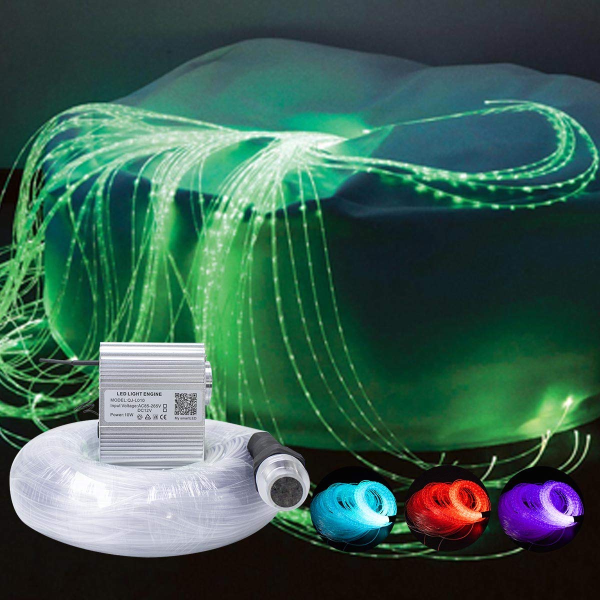 Callsky 10W Fiber Optic Sensory Lights for Autism Rooms - APP Controlled, Twinkle & Sound Activated LED Curtain Lights with Durable (3x0.75mm) Sparkle Cables (50x2m) + Remote - Perfect for Sensory Therapy, Kids Bedrooms & Relaxation Spaces