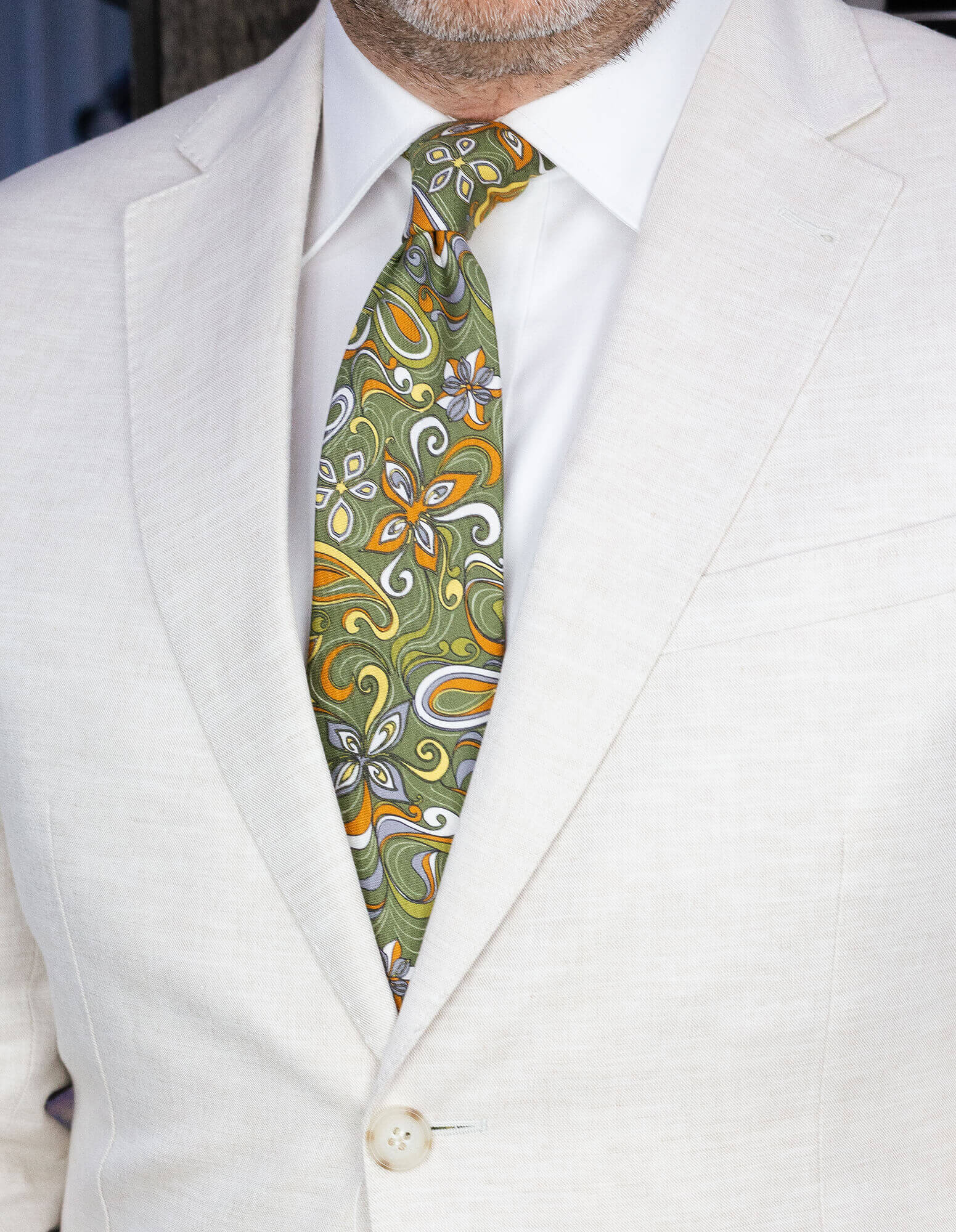 DÉCLIC Volterra Paisley Tie - Stylish Green Silk Necktie for Men | Perfect for Weddings, Business Meetings & Formal Occasions