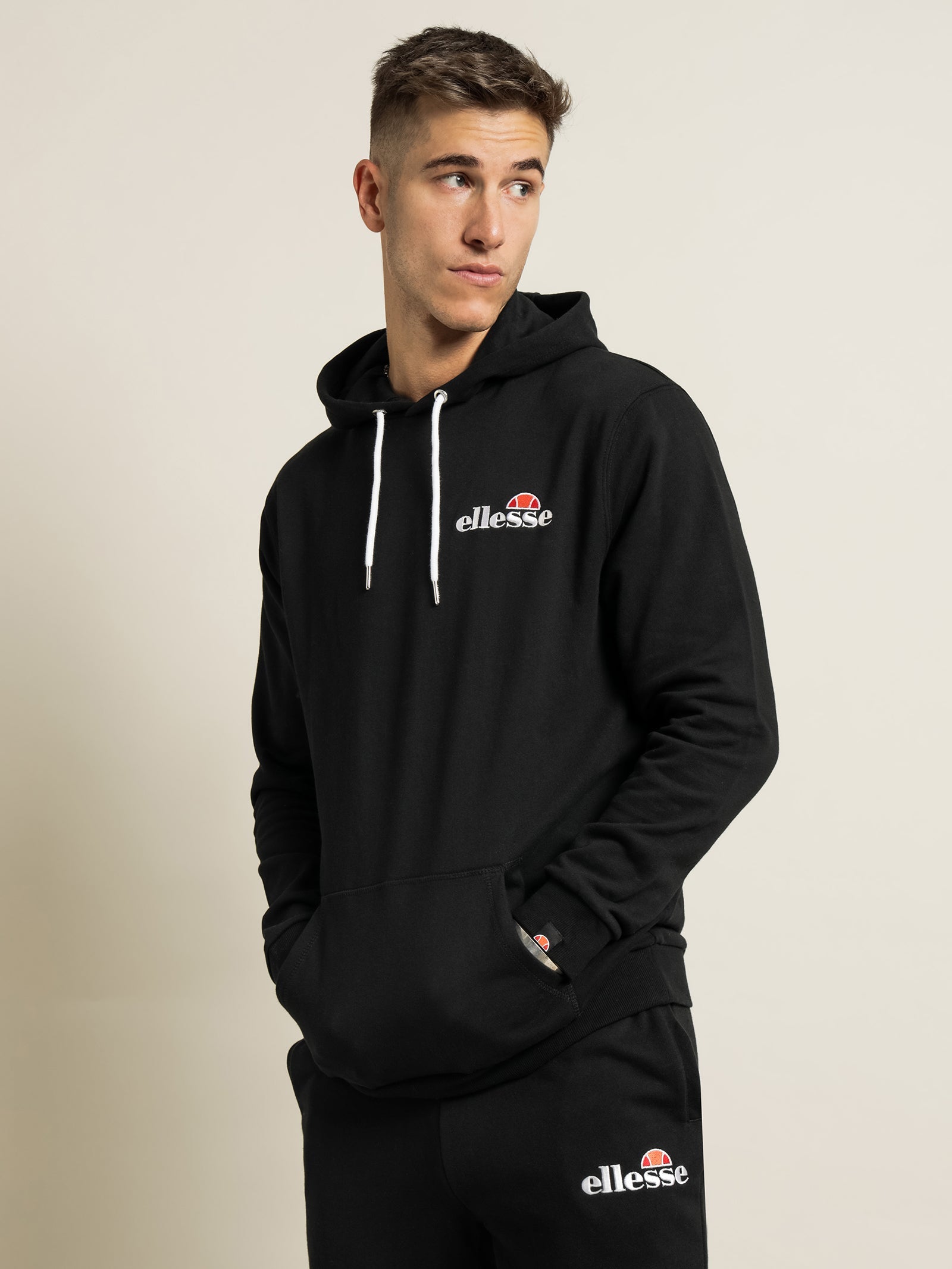 Ellesse Men's Primero Black Hoodie - Lightweight Pullover Sweatshirt for Casual Wear & Street Style | Gym, Lounge & Everyday Comfort