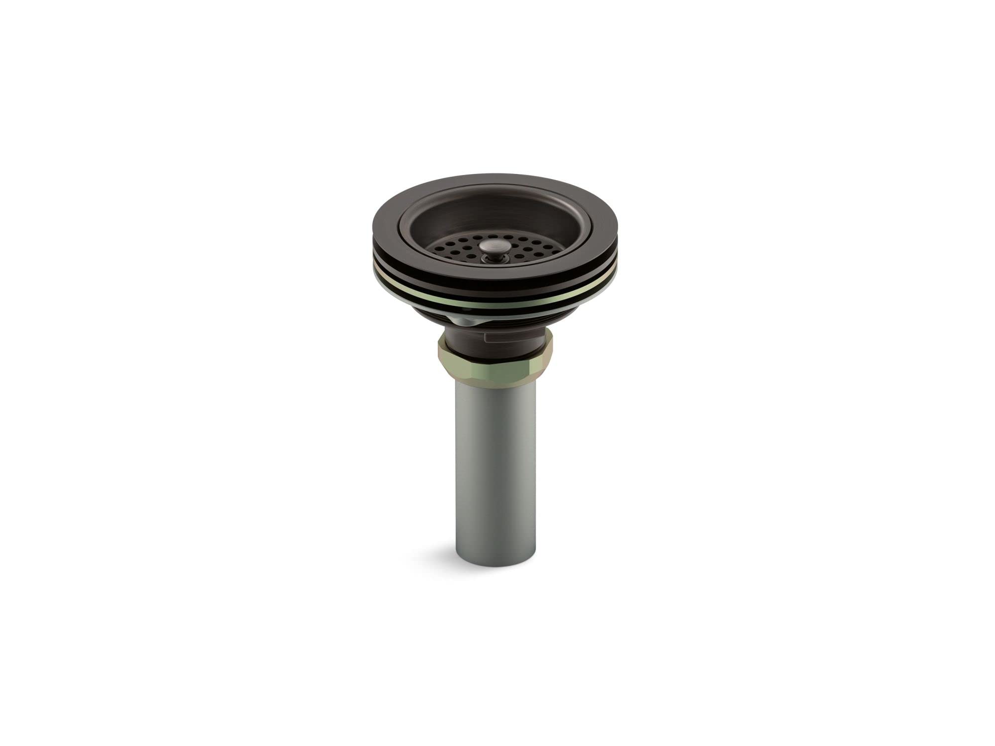 KOHLER 8801-2BZ Duostrainer Kitchen Sink Drain and Strainer with Tailpiece in Oil Rubbed Bronze - Perfect for Bathroom & Farmhouse Sink Installation