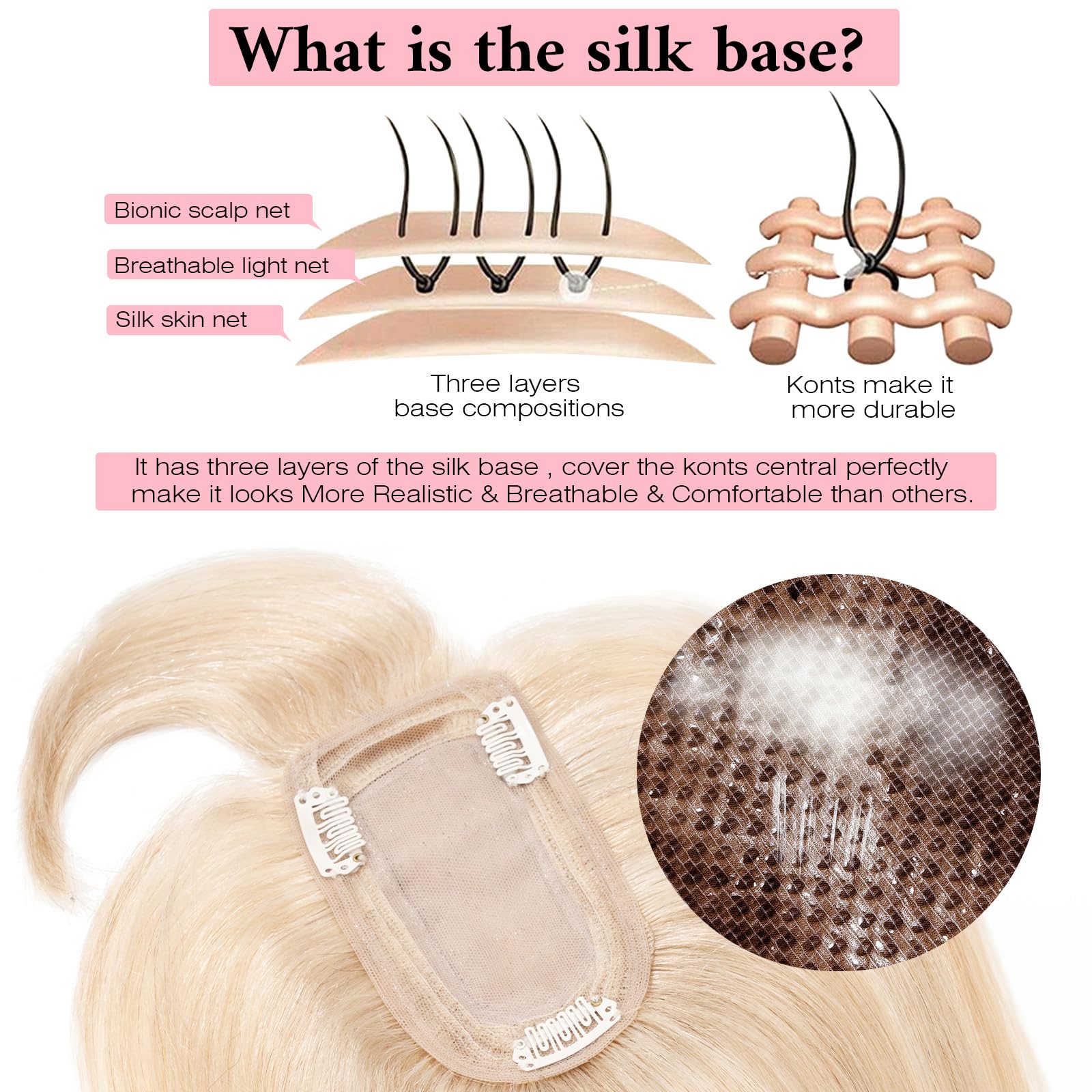 SEGO 100% Real Human Hair Toppers with Bangs - Silk Base 150% Density Clip-in Hairpiece (2.7”x5.1”) for Women with Thinning Hair & Hair Loss - Covers Gray Hair - Perfect for Daily Wear, Special Occasions & Hair Volume Enhancement
