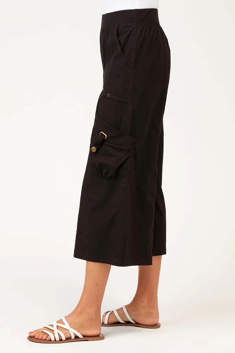 Faulkner Wide Leg Crop Pants - Black High Waist Casual Trousers for Women | Perfect for Office, Travel & Everyday Wear