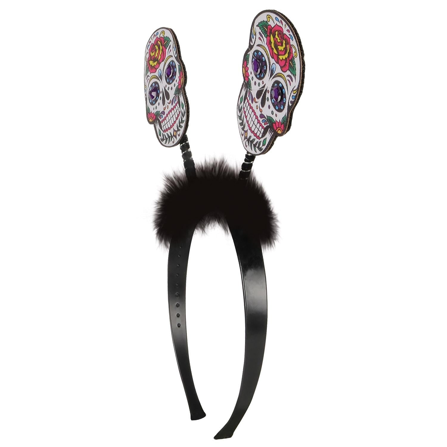 12 Pack Beistle Day of the Dead Sugar Skull Boppers - Colorful Party Headbands for Halloween, Dia de los Muertos Celebrations & Costume Accessories