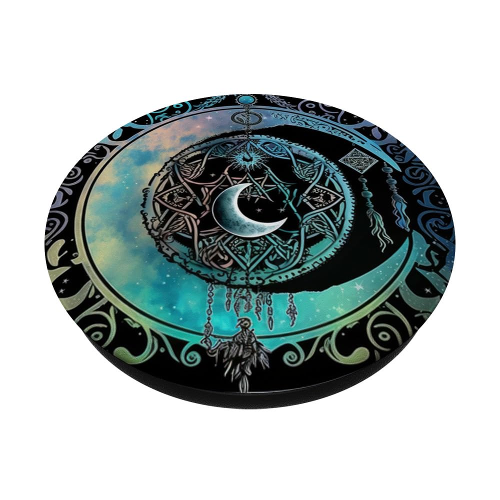 Moon Wiccan Pagan Crystal Mandala PopGrip - Phone Grip for Spiritual Protection