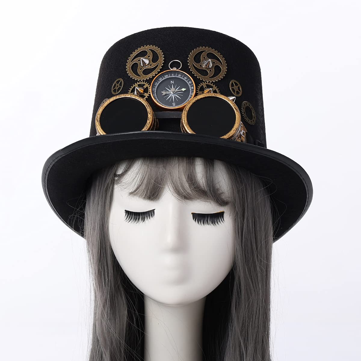 Steampunk Top Hat with Goggles for Women & Men - Victorian Gothic Halloween Costume Accessory for Cosplay, LARP, and Themed Parties