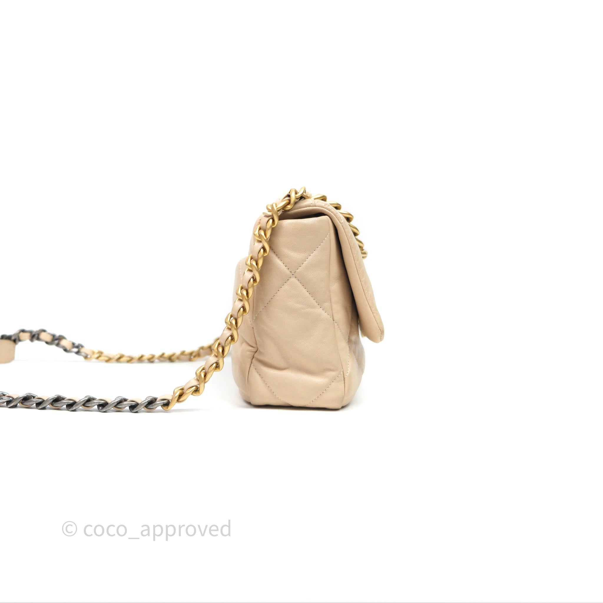Chanel 19 Small Beige Mixed Hardware Flap Bag - Luxury Designer Handbag for Women | Perfect for Everyday Use, Work & Special Occasions