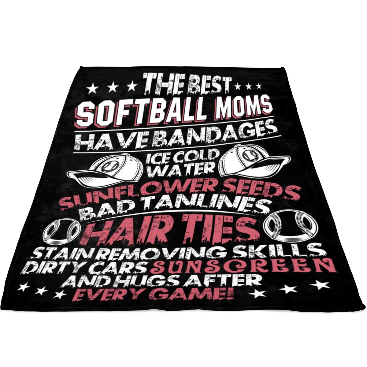 Best Softball Mom Fleece Throw Blanket - Ultra Soft Luxury Blanket for Women (60