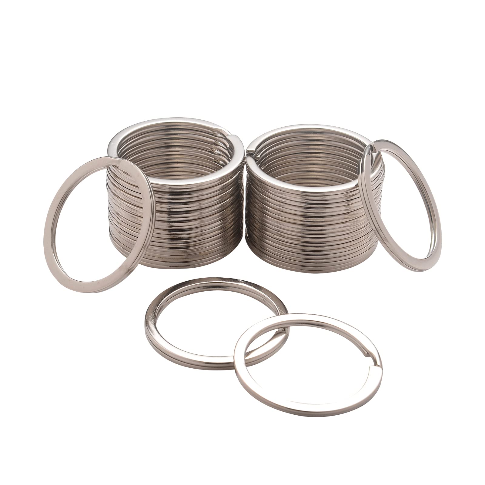 20 Pack Silver Key Rings - 1-1/5 Inch Metal Keychains for Home, Car & Office Keys