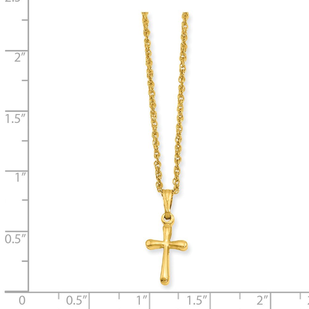 Gold-Plated Small Plain Rounded Cross Pendant Necklace - Sonia Jewels Elegant Religious Jewelry for Women, Perfect for Daily Wear, Church, Gifts & Special Occasions