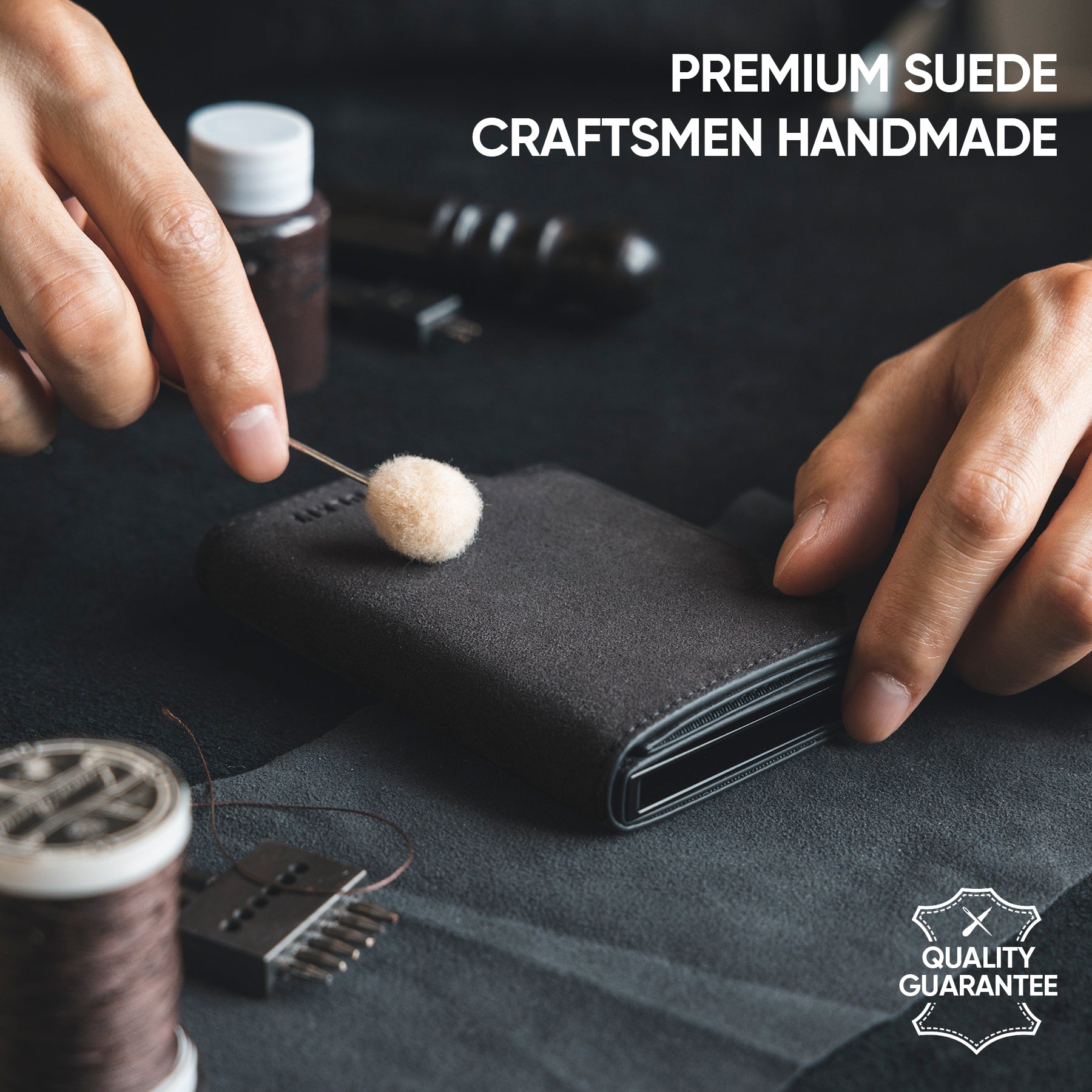VC402A Premium Alcantara Leather Card Holder with RFID Protection - Slim Wallet with Magnetic Closure & Banknote Compartment | Perfect for Travel, Business & Everyday Use