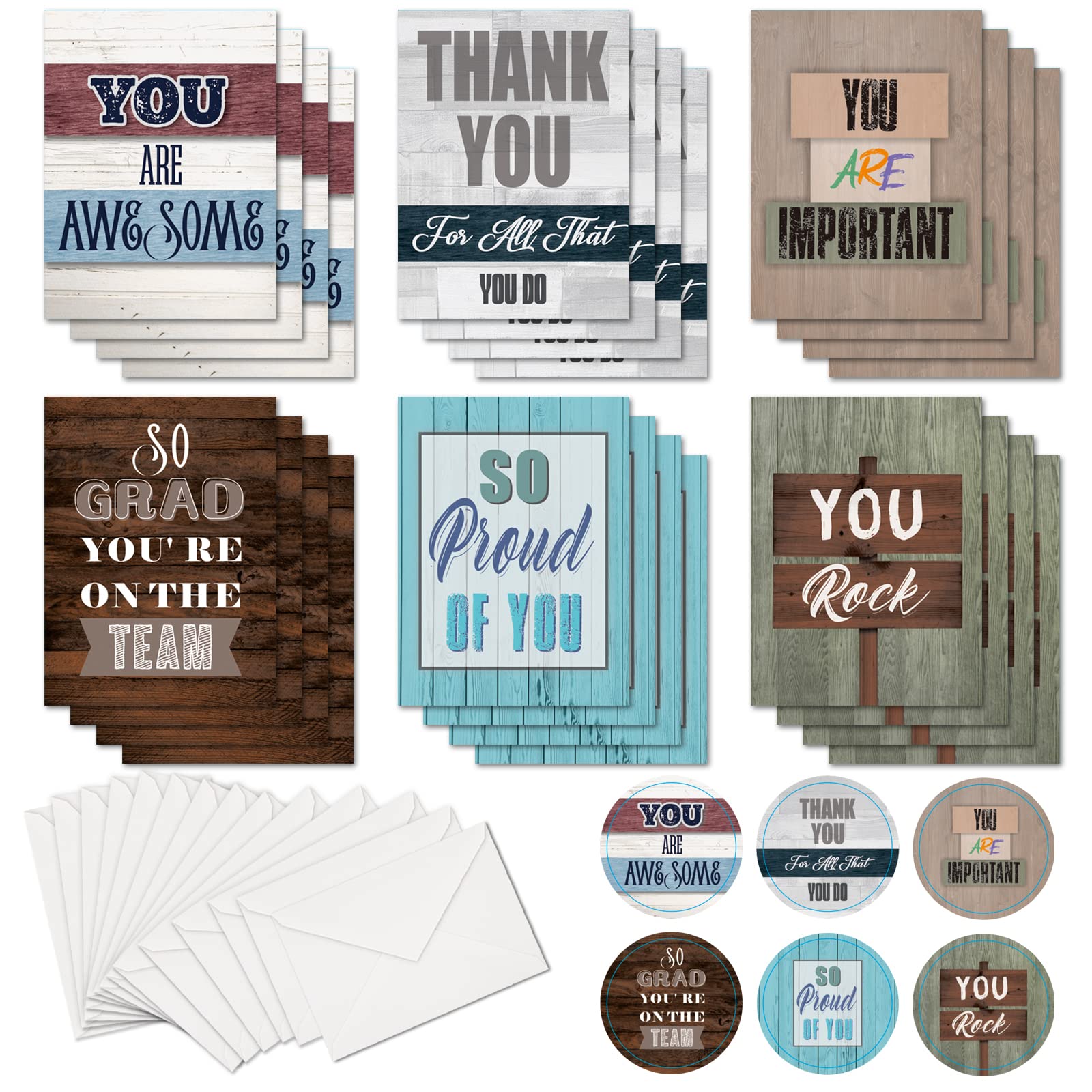 24 Pack Thank You Cards with Envelopes - Employee Appreciation Cards, Teacher Thank You Notes, Motivational Team Cards for Coworkers - Perfect for Staff Recognition, Teacher Gifts & Workplace Encouragement