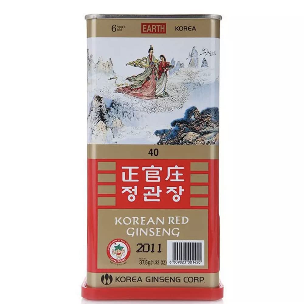 6-Year Korean Ginseng & Red Ginseng 40 Sticks - Zhengguanzhuang 3.53oz for Energy Boost