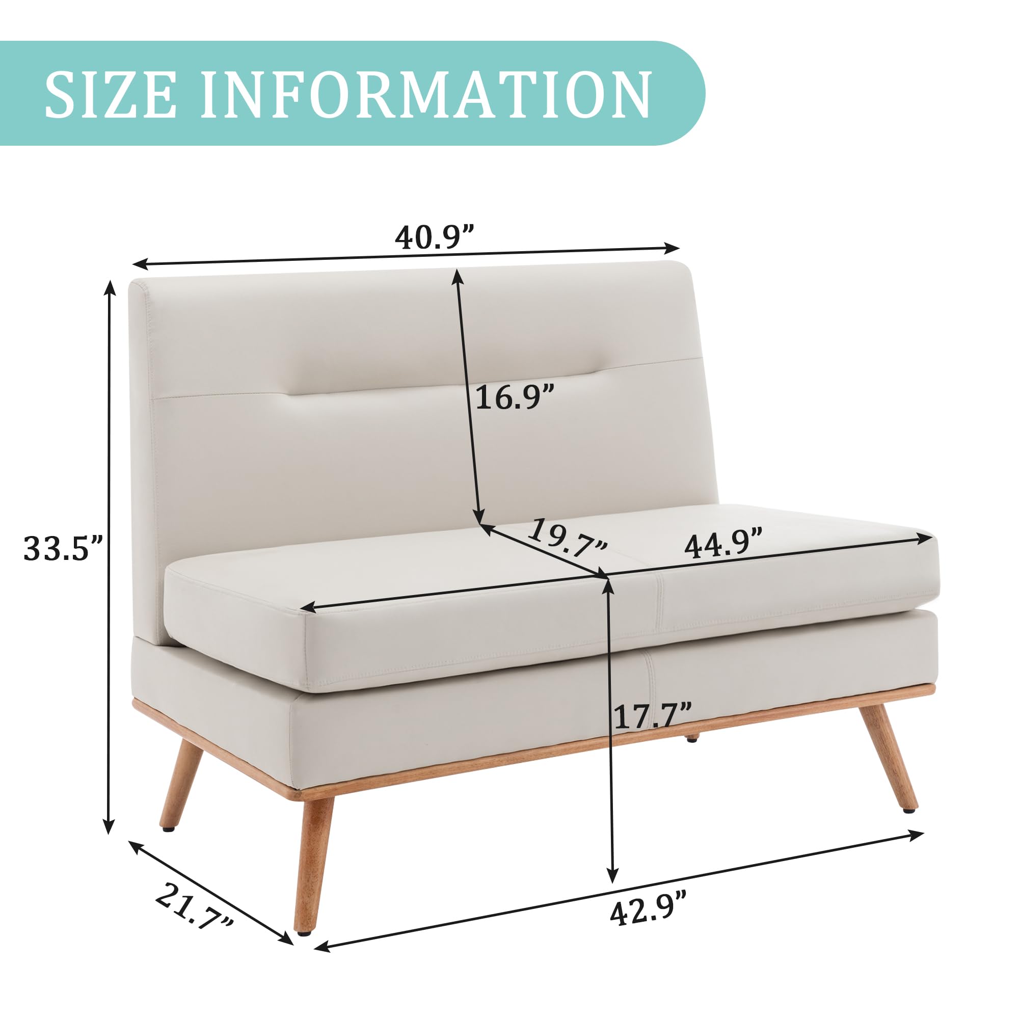 Yongqiang Upholstered Settee Bench with Back - Faux Leather Small Loveseat Sofa for Dining Room, Kitchen & Living Room - Beige Banquette Seating | Perfect for Compact Spaces, Entryways & Breakfast Nooks