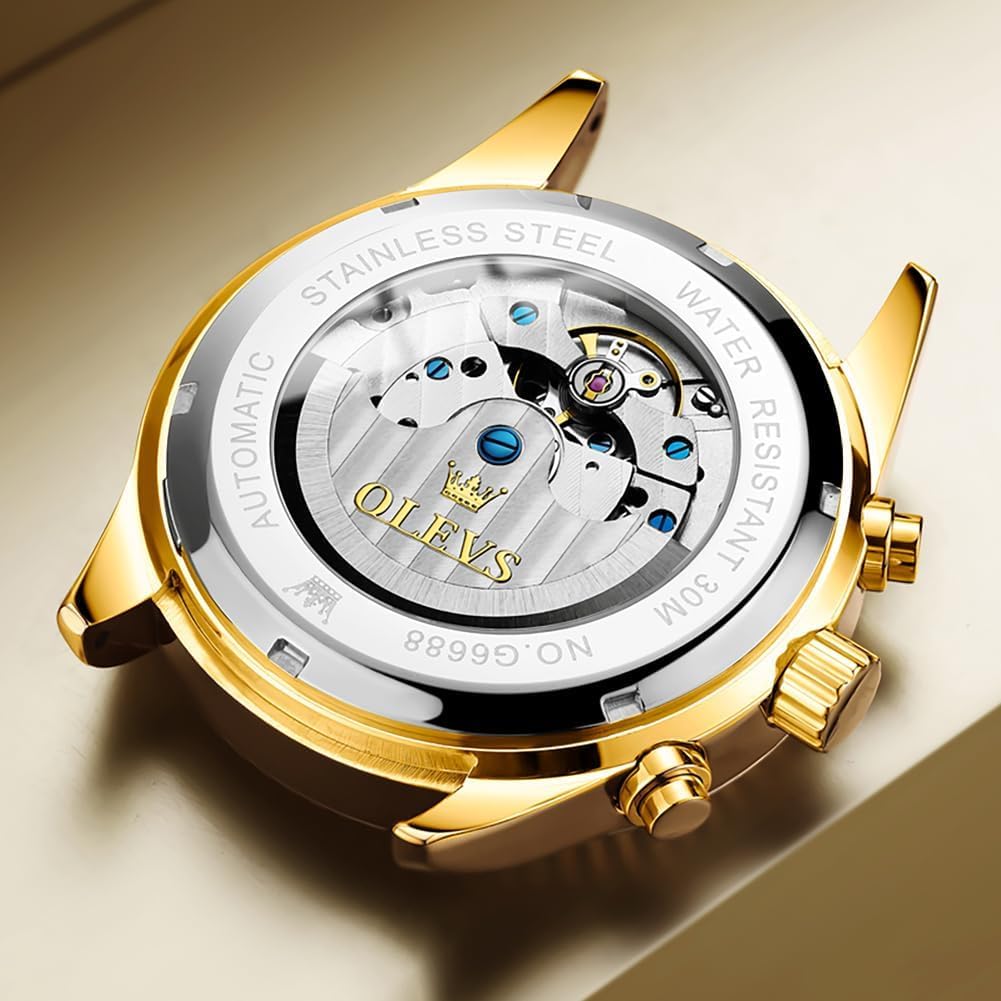 OLEVS Automatic Luxury Men's Watch - Classic Dress Watch with Moon Phase, Date, Luminous & Waterproof - Self Winding Mechanical Watch for Business, Formal & Special Occasions