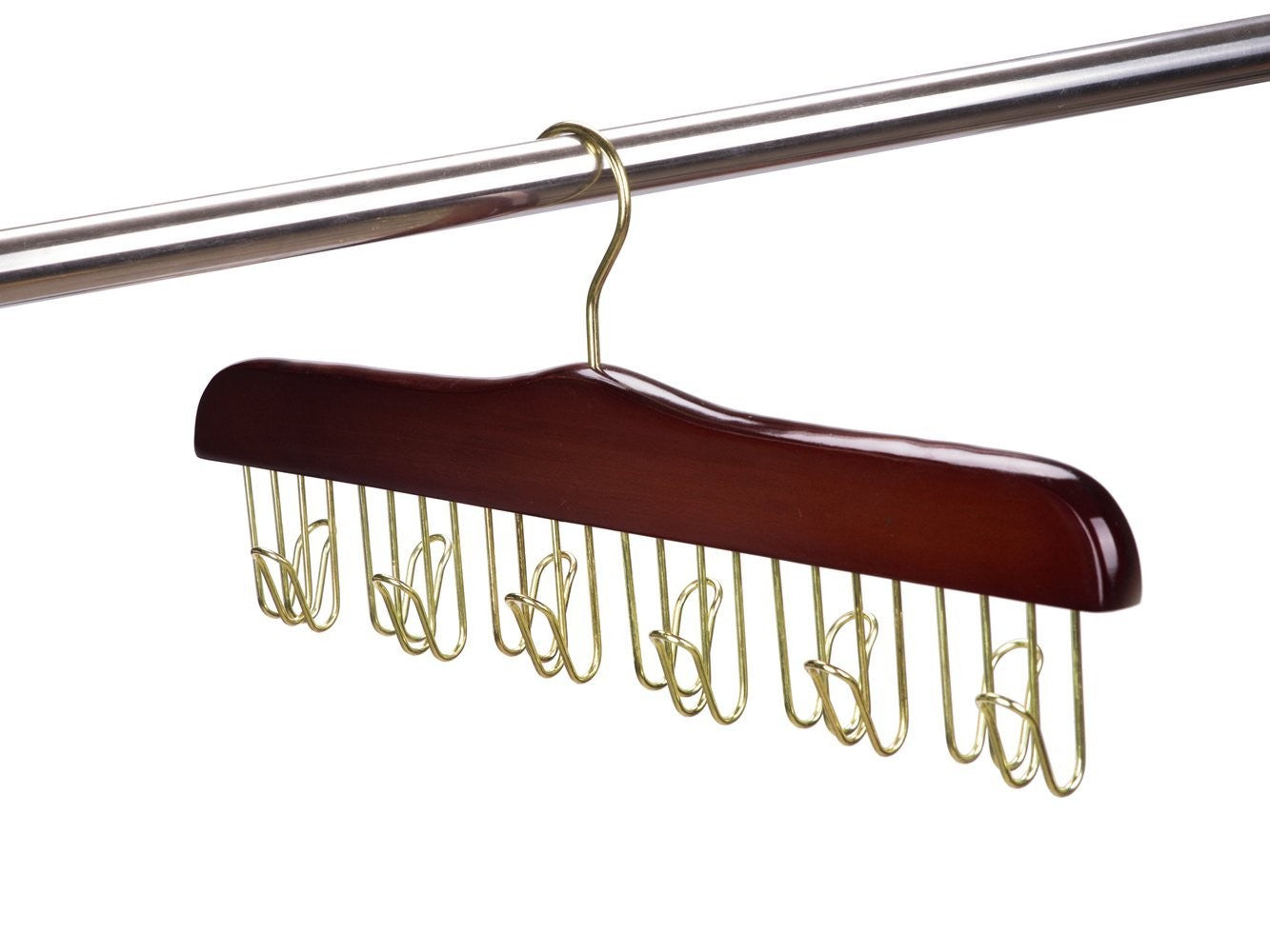 Premium Walnut Wood & Brass Belt Hanger - Stylish Wall-Mounted Organizer for Belts, Neckties & Accessories - Perfect for Closet, Bedroom & Dressing Room Organization