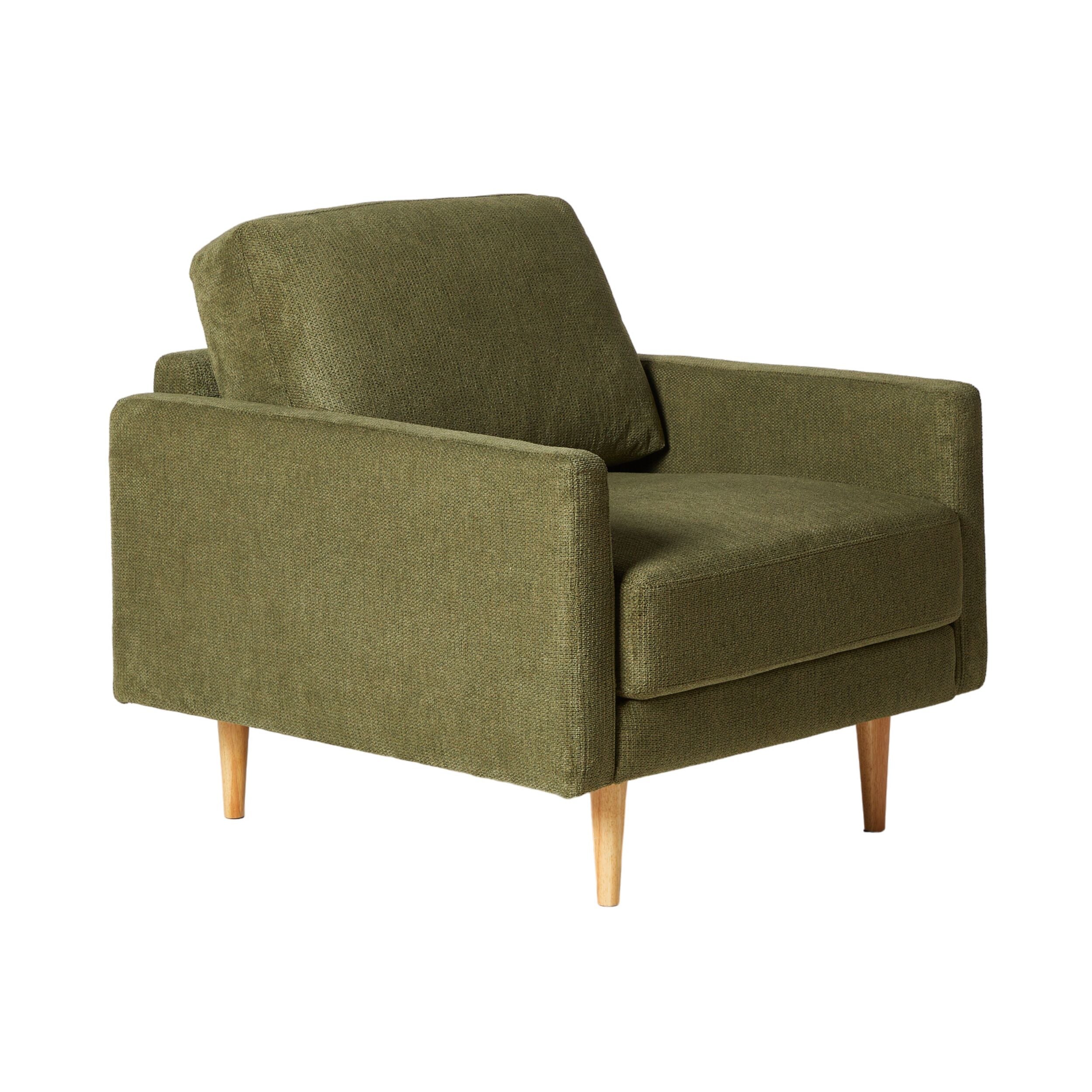 Boden Armchair Sorrento Olive - Modern Upholstered Accent Chair for Living Room, Bedroom, or Office - Comfortable Lounge Seating with Olive Green Fabric