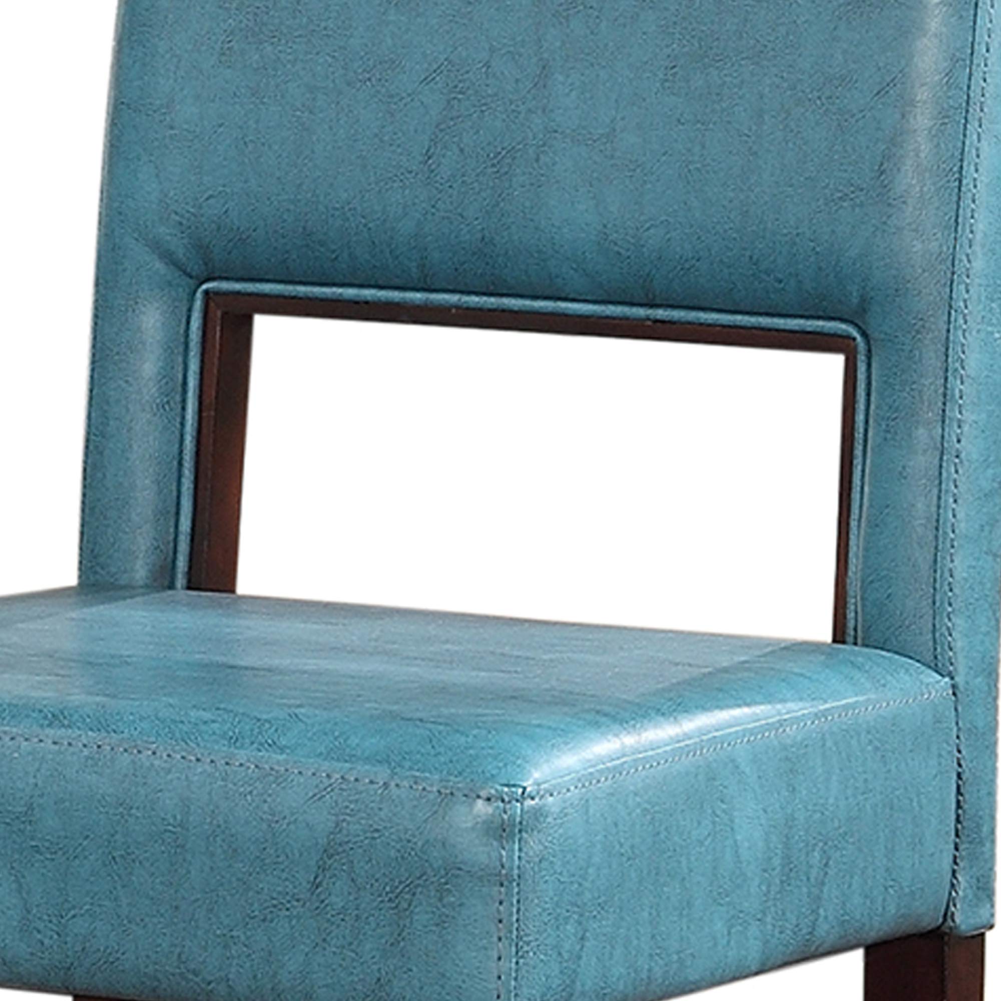Benjara Wooden Bar Stool with Padded Seat & Open Backrest - Blue & Brown - Perfect for Kitchen Islands, Breakfast Bars & Home Decor