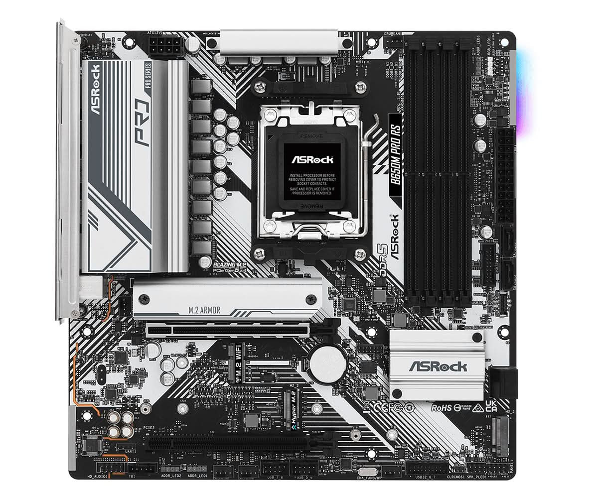 ASRock B650M Pro RS AMD B650 Socket AM5 Micro ATX Motherboard - Perfect for Gaming PCs, Workstations & Home Office Setups