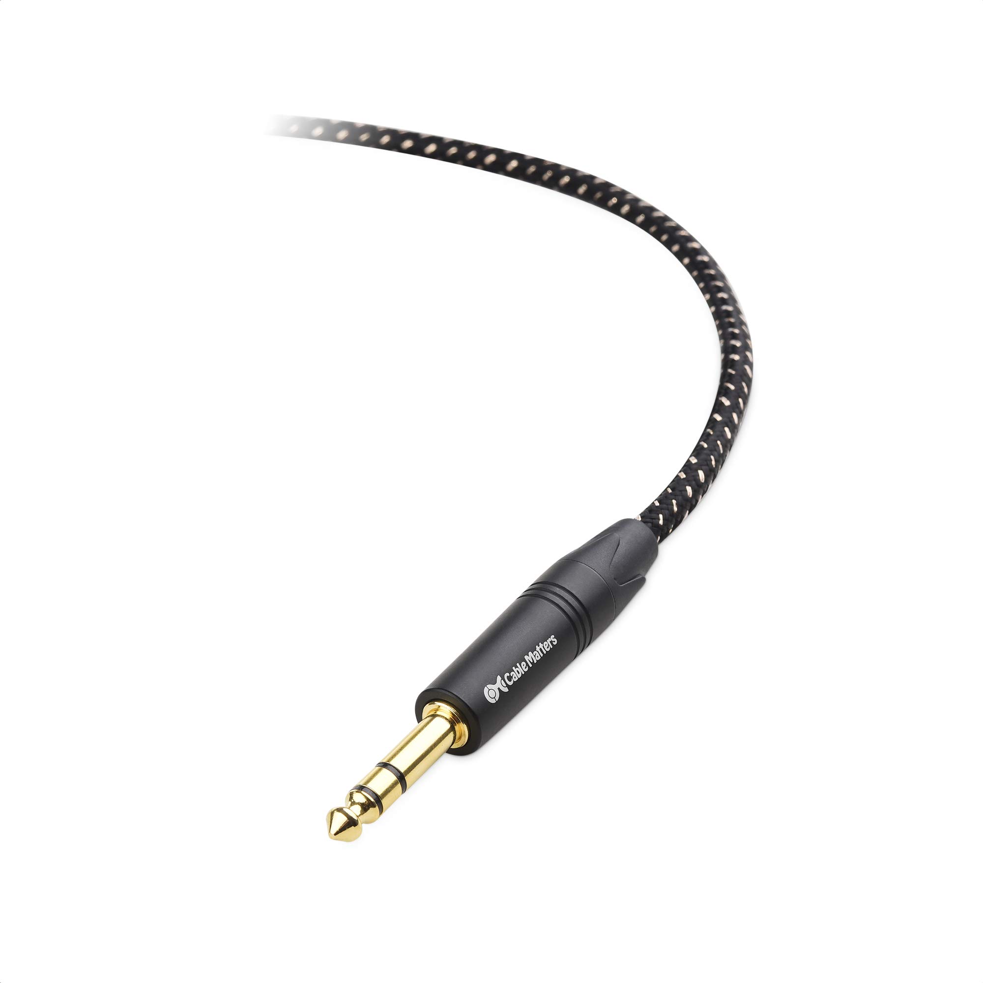 Cable Matters 25 ft Braided 1/4 Inch TRS Extension Cable - Male to Female Audio Cable for Studio, Guitar, Keyboard & Professional Audio Equipment