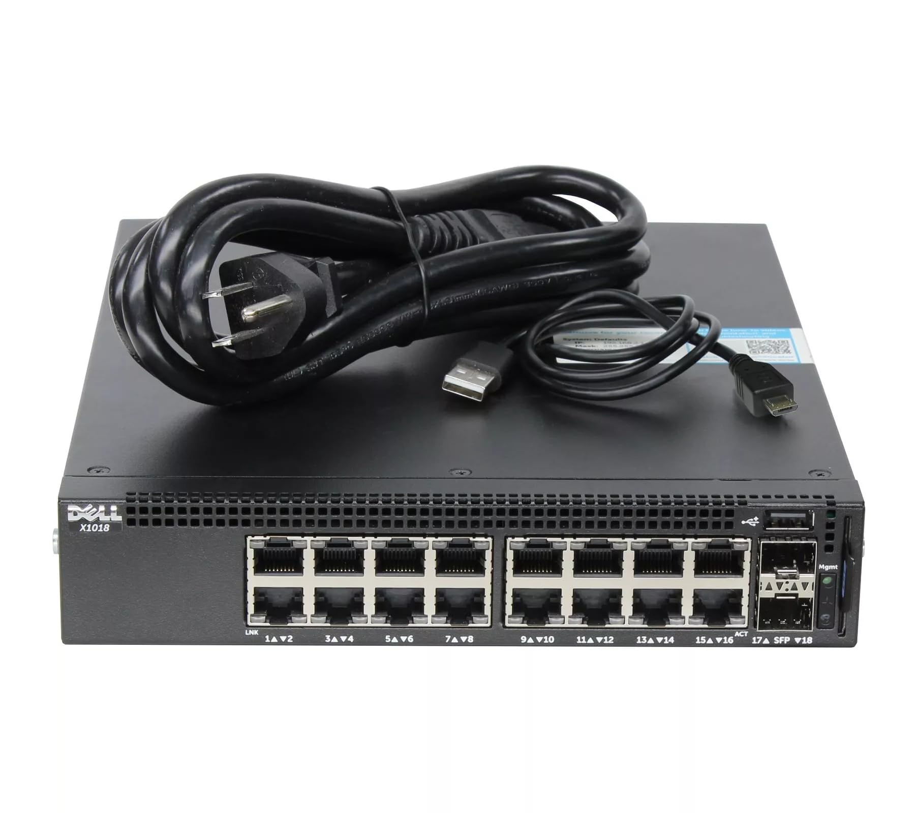 Refurbished Dell X1018 16-Port Gigabit Ethernet Managed Switch with 2 SFP Ports - Ideal for Small Business & Home Office Networks