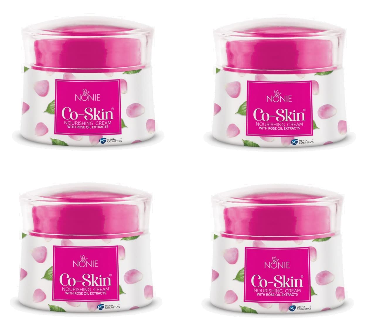 NONIE CO SKIN Nourishing Face Cream with Rose Oil Extract - Deep Moisturizing & Brightening for Glowing Skin - 70g (Pack of 4) - Suitable for Men & Women - Day & Night Use for Dry & Dull Skin