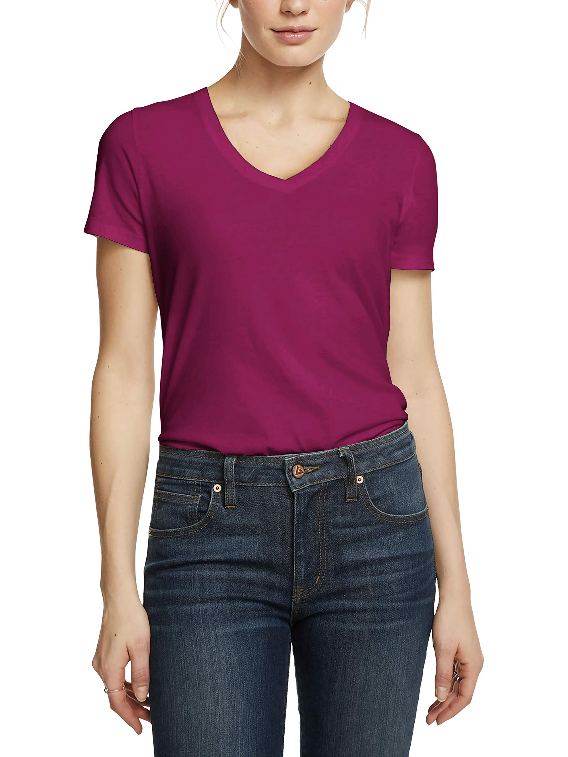 Women's Summer V-Neck T-Shirt - Soft Cotton Gym & Workout Top for Pilates, Yoga & Casual Wear | Lightweight Breathable Tee for Fitness, Training & Everyday Comfort