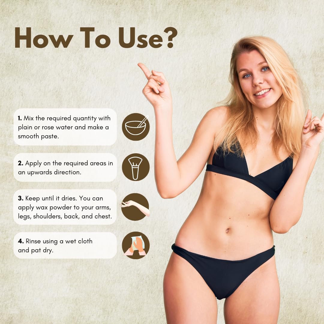 Organic Herbal Wax Powder & Hair Removal Powder - 5 Min Instant Painless Natural Waxing for Hands, Legs, Underarms & Bikini Line | At-Home Hair Removal Solution for Smooth Skin