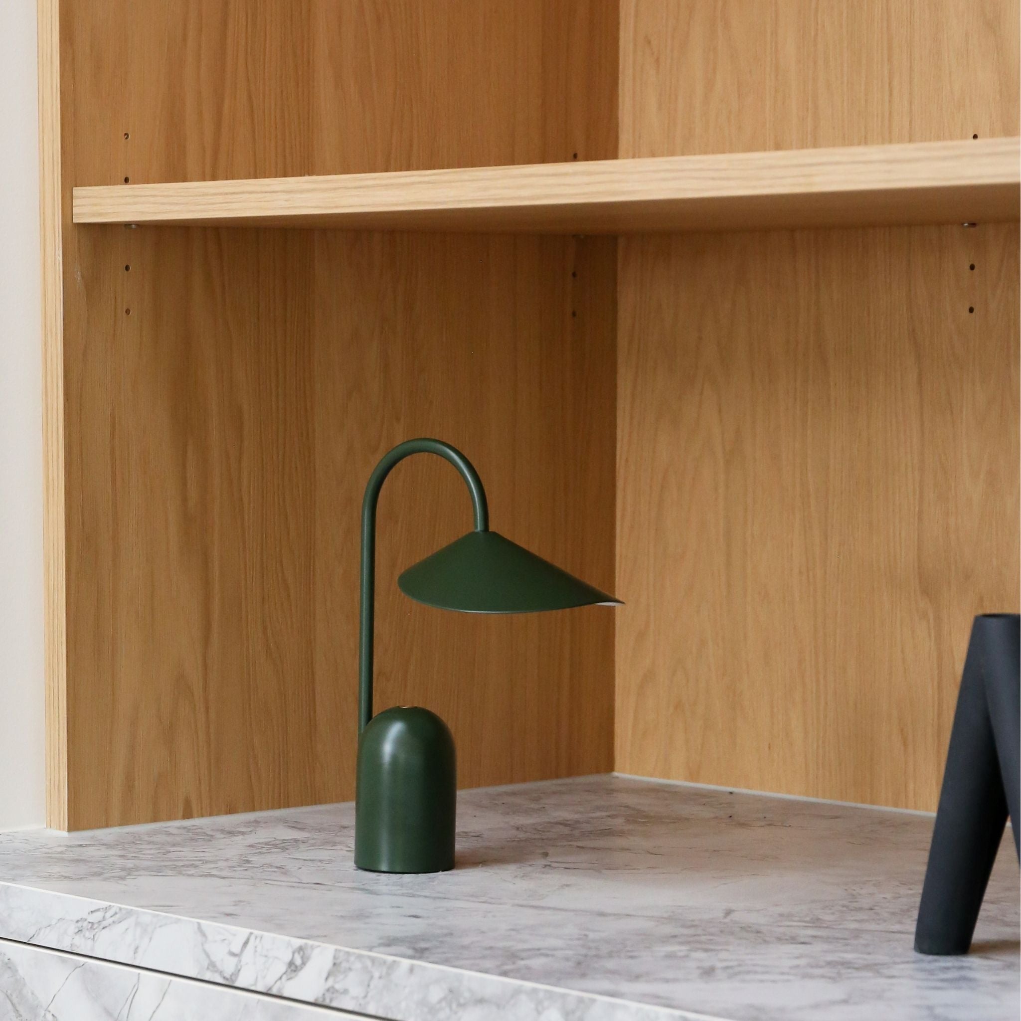 FERM LIVING Arum Portable LED Table Lamp - Grass Green, Rechargeable Battery Operated for Bedroom, Living Room, and Outdoor Use