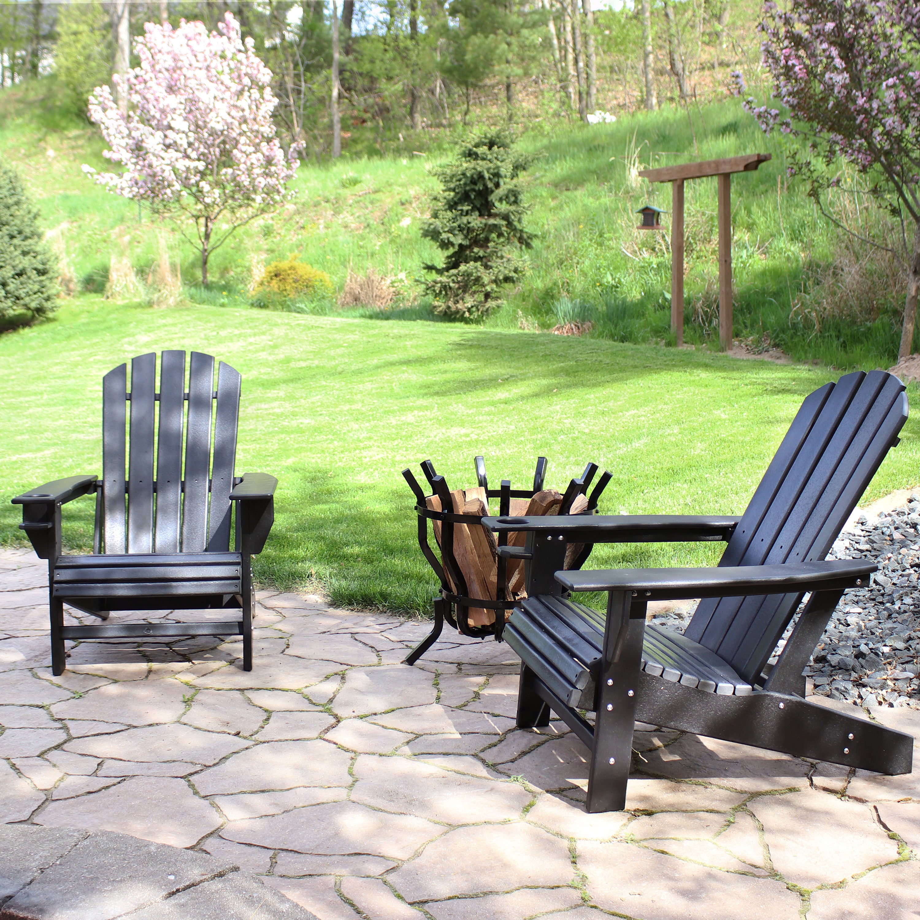 Durable All-Weather Lake Style Adirondack Chair with Cup Holder - Perfect for Outdoor Patio, Garden, Beach & Poolside Relaxation
