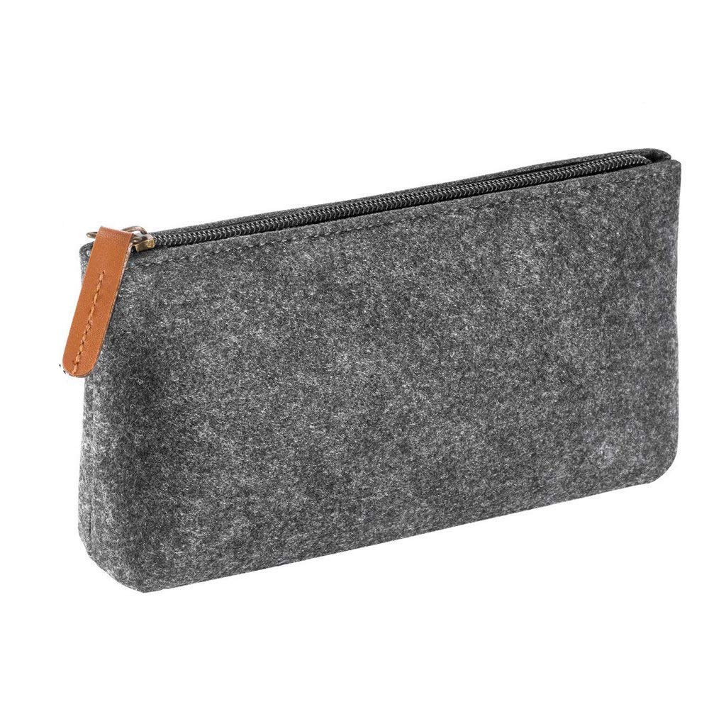 Semilyn Felt Makeup Bag - Travel Cosmetic Organizer for Toiletries & Gadgets (Grey) - Perfect for Travel & Daily Use