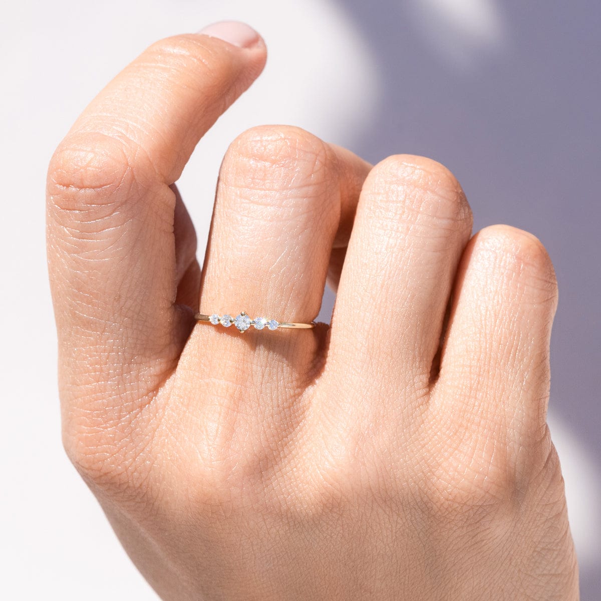 White Diamond Oceana Ring - Elegant 14K Gold Women's Wedding Band for Engagement, Anniversary & Everyday Wear