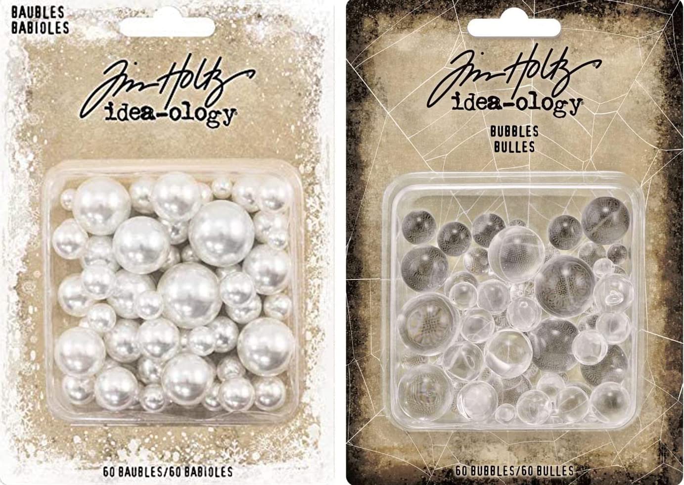 Tim Holtz Idea-Ology Baubles & Bubbles - 2 Pack Set for Scrapbooking, Card Making & DIY Crafts - Perfect for Mixed Media Art Projects & Home Decor