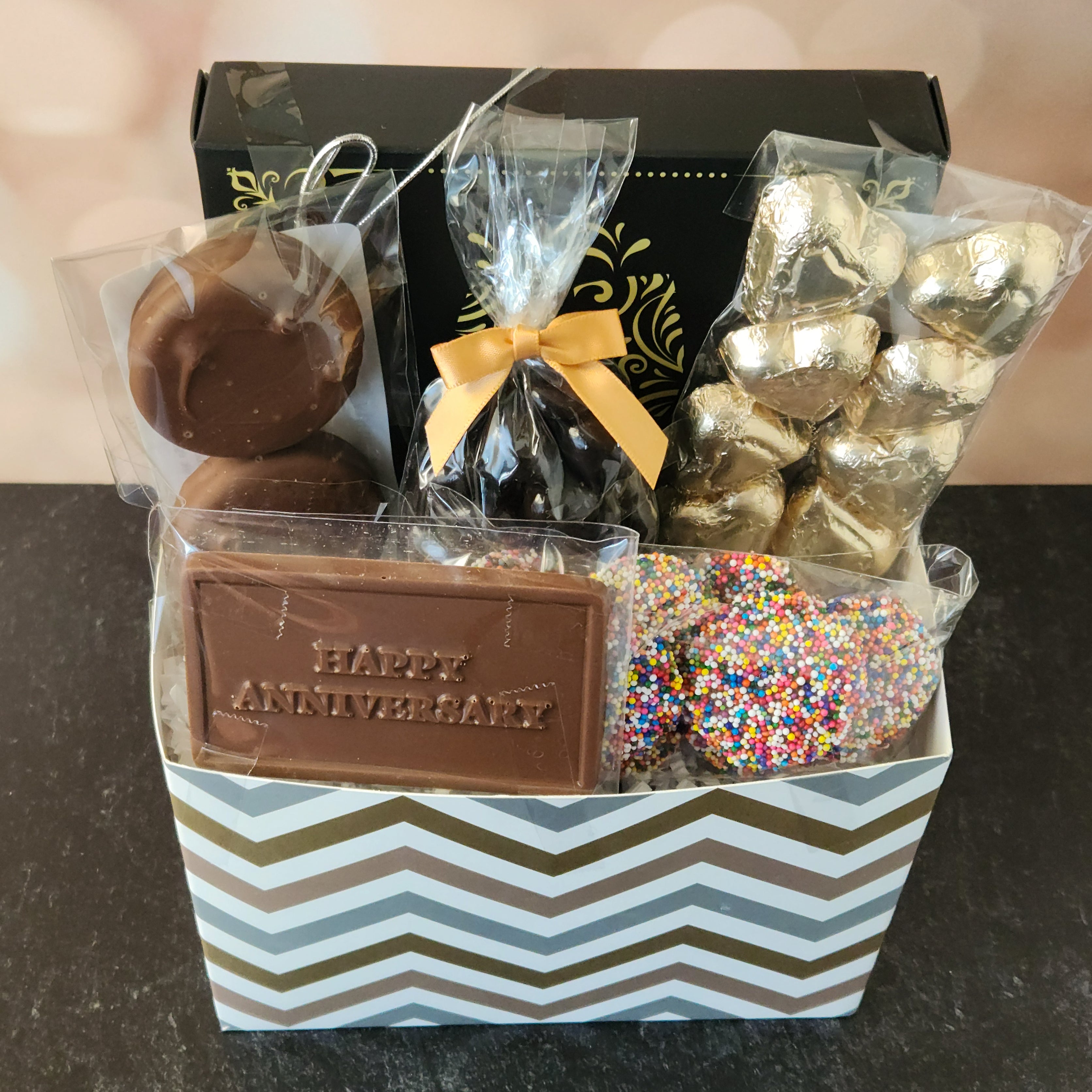 Romantic Happy Anniversary Gift Basket for Couples - Perfect for Anniversaries, Valentine's Day & Special Occasions