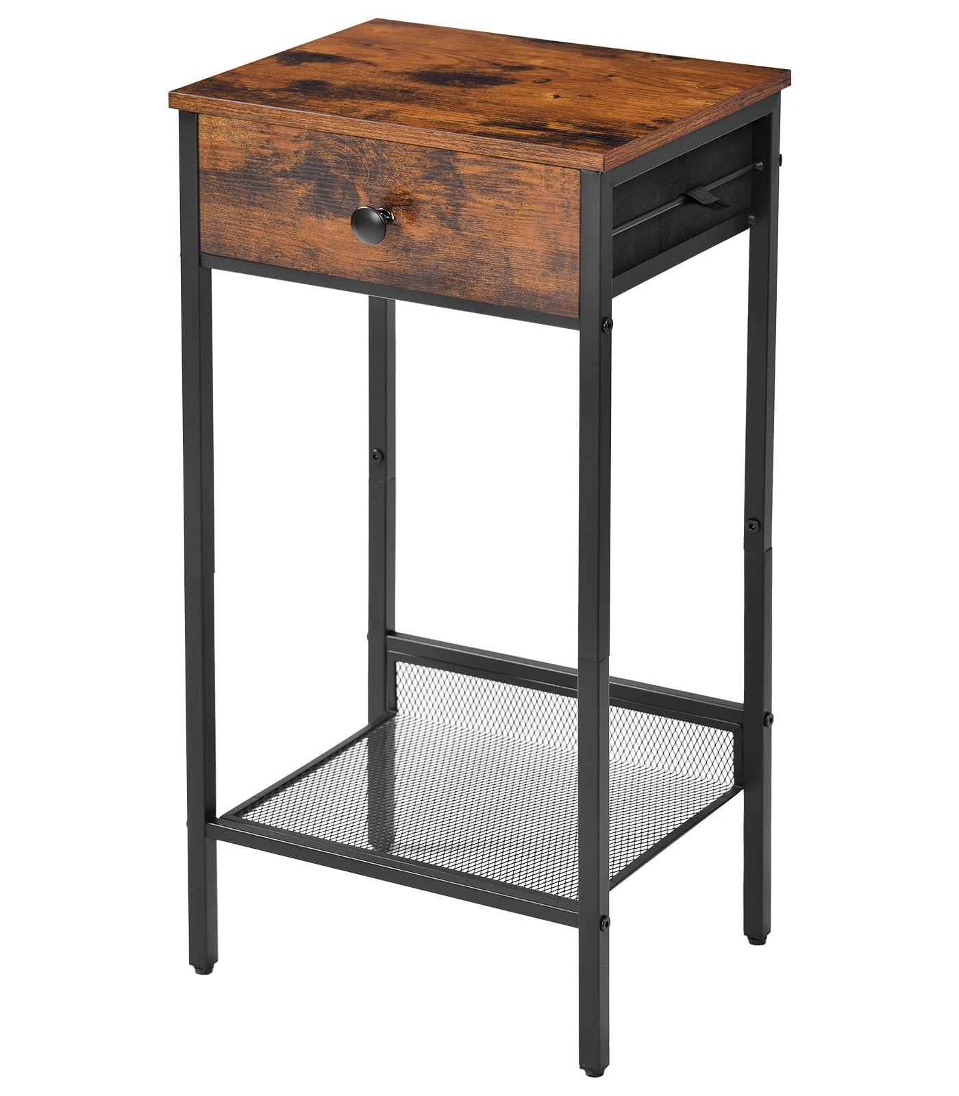 Vintage Telephone Table with Drawer - Minimalist Tall Side Table & Nightstand for Living Room, Bedroom, Home Office - Retro Brown Wooden Storage Organizer | Perfect for Hallway Decor, Small Space Furniture & Vintage Home Accessories