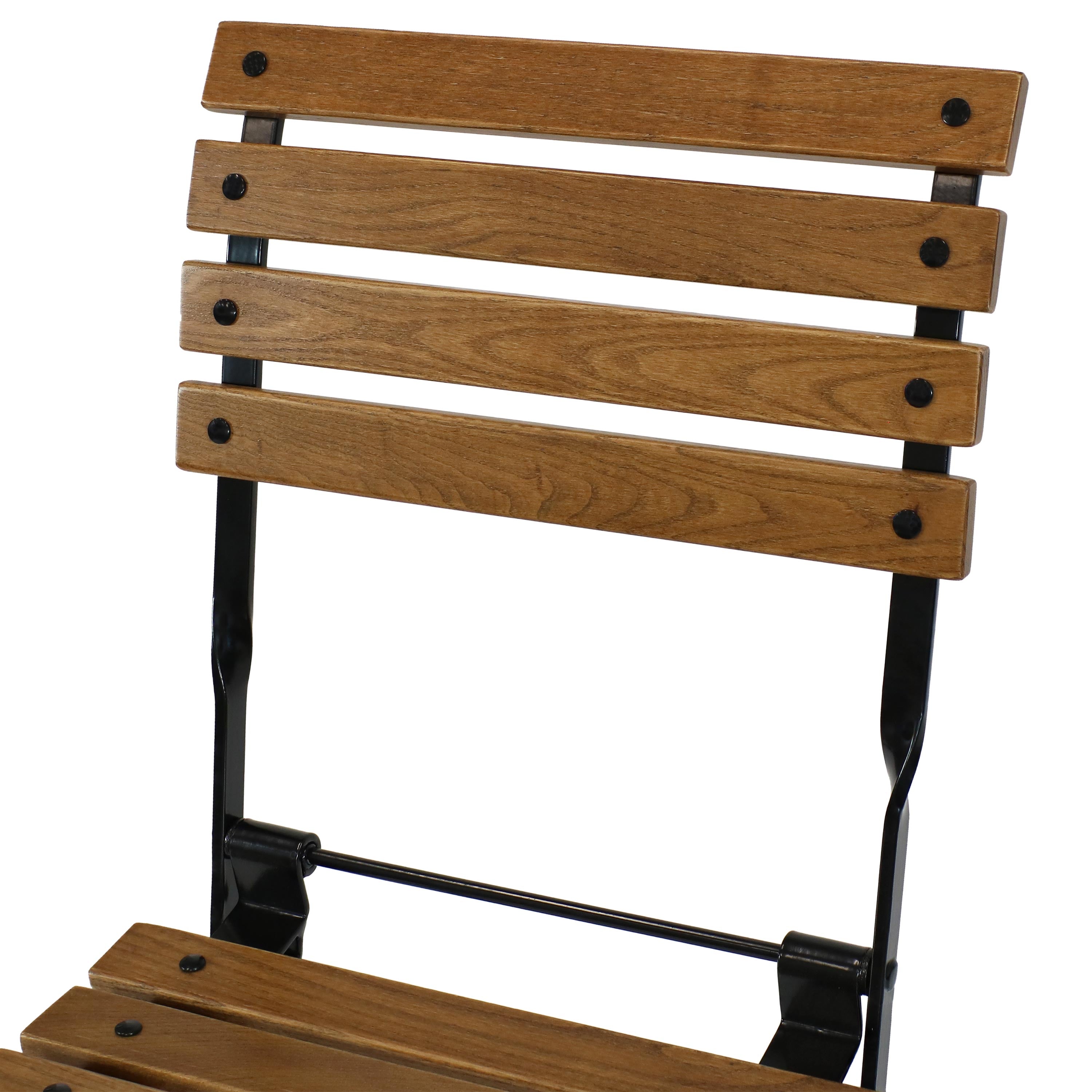 Sunnydaze European Chestnut Wooden Folding Bistro Side Chair - Patio, Garden, Balcony & Outdoor Dining Furniture - Compact & Space-Saving Design
