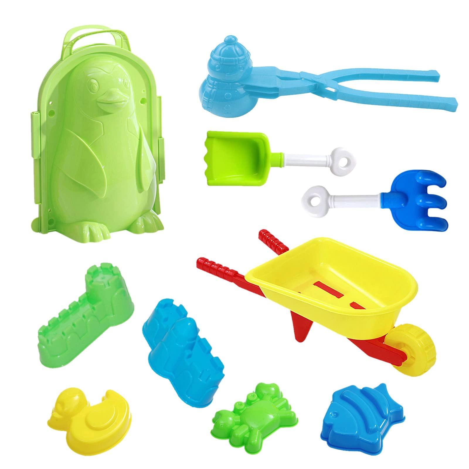 10Pcs Snowball Maker Kit - Animal Shaped Snow & Sand Castle Molds for Kids - Winter Snow Toys for Outdoor Play & Snowman Building Activities