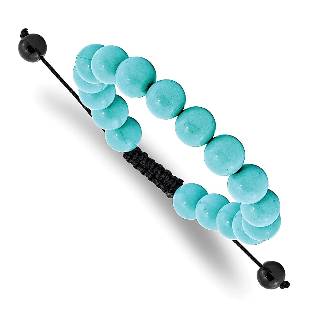 10mm Treated Blue Turquoise Black Link Stretch Bracelet - Adjustable Wrap Fashion Jewelry for Women | Perfect Gift for Her, Birthday, Anniversary & Special Occasions
