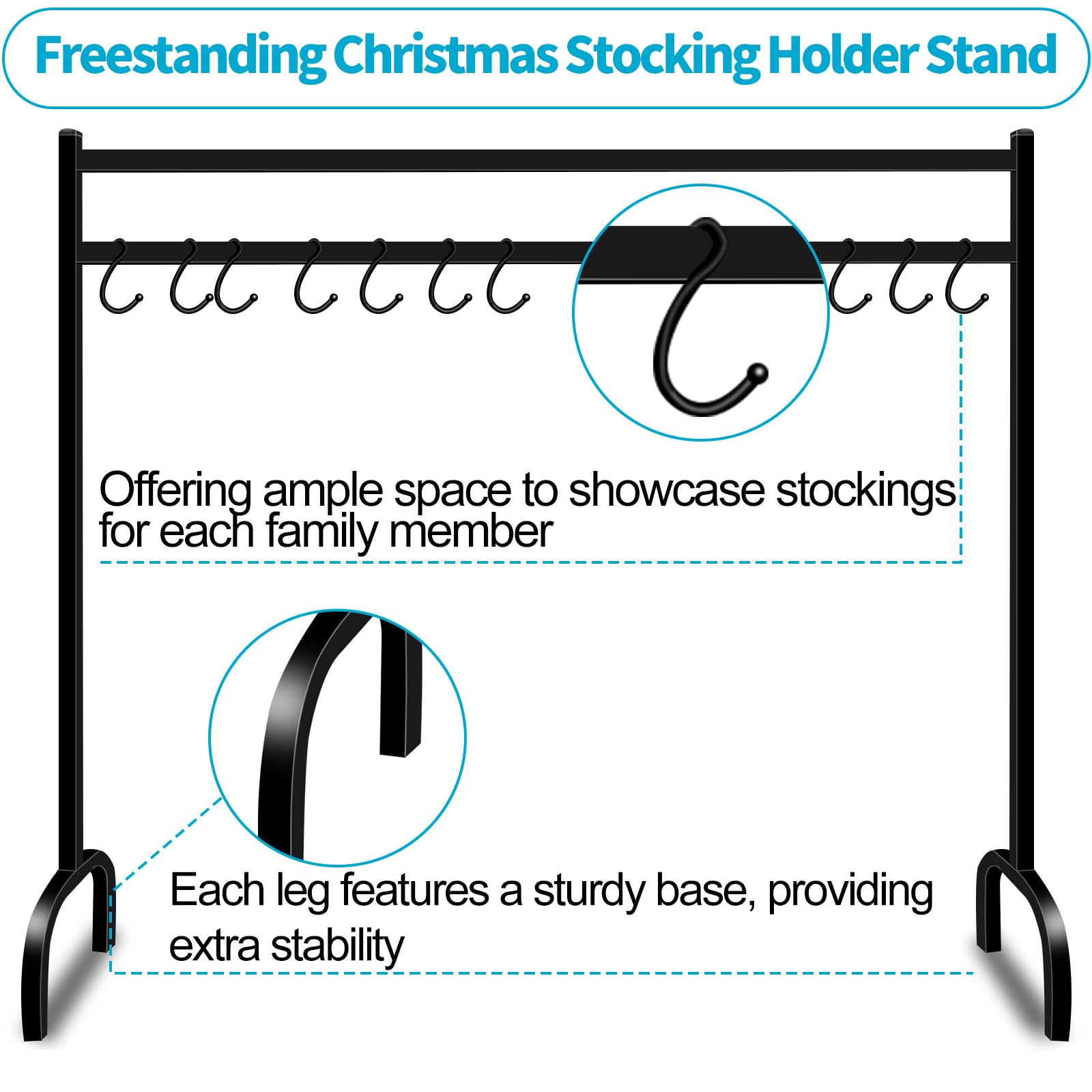 Freestanding Christmas Stocking Holder Stand with 12 Hooks - 44