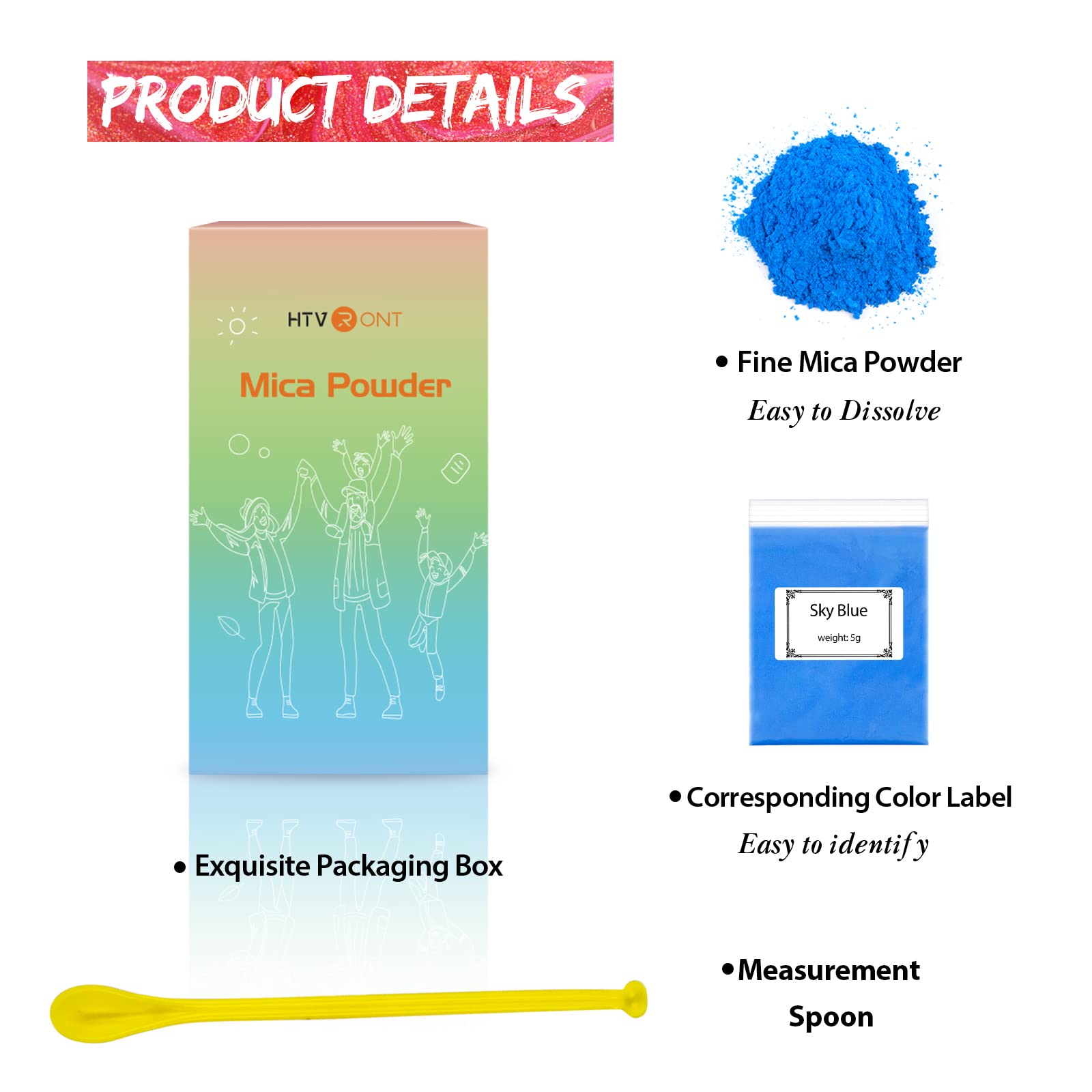 HTVRONT Mica Powder for Epoxy Resin - 26 Vibrant Colors (130g) - Shimmery Pigment Powder for Soap Making, Lip Gloss, Bath Bombs - Easy to Mix & Natural Ingredients - Perfect for DIY Crafts, Nail Art, Candle Making & Slime Projects